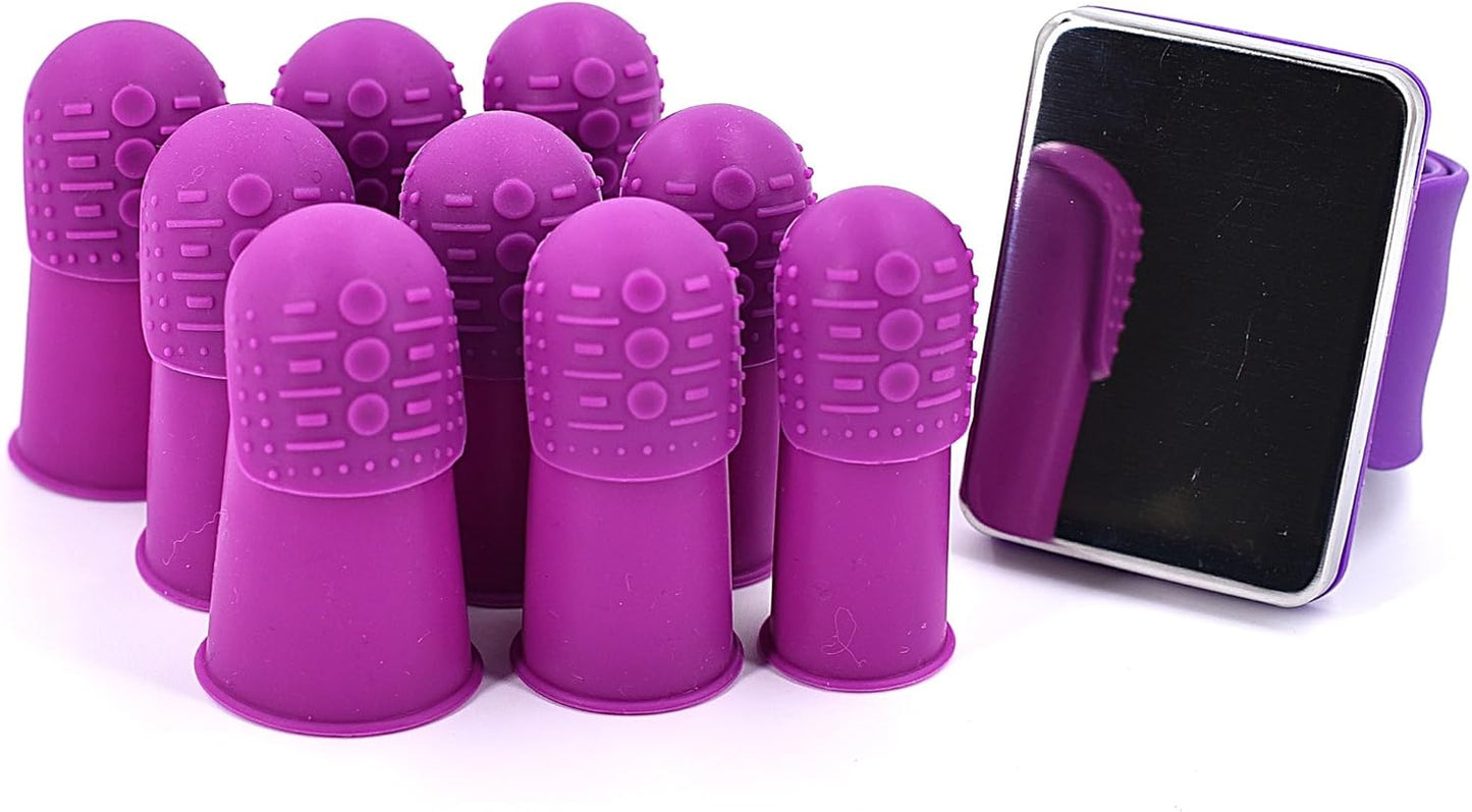 Comfortable Soft Flexible Thimbles | THIK-Grip Thimble | Small (3) - Medium (3) - Large (3) | Magnetic Sewing Needle Holding Wristband (1)