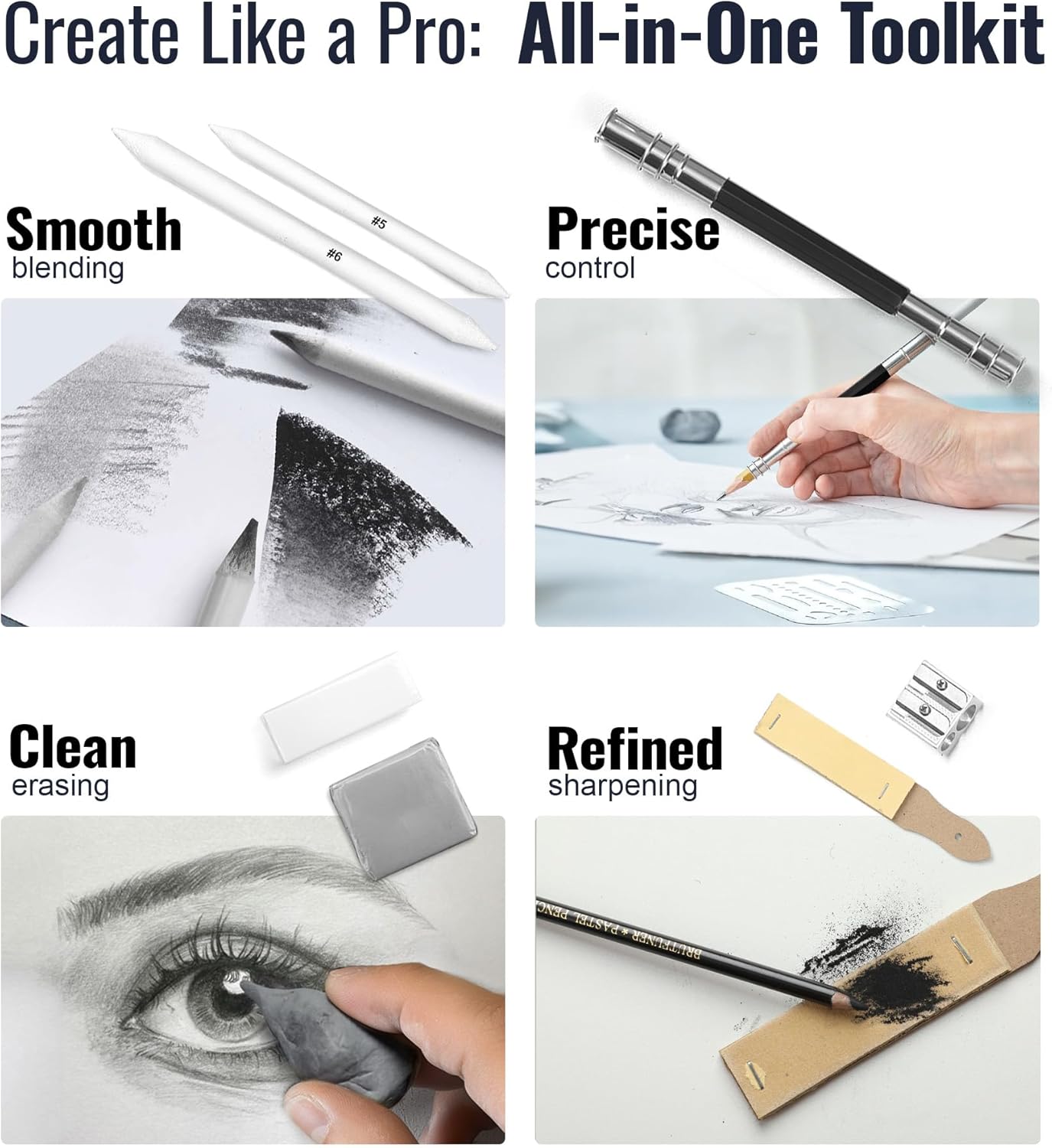 COOL BANK 76 Pack Art Supplies Sketching Kit with 100 Sheets 3-Color Sketchbook, Drawing Pencils Include Graphite Colored Charcoal Watercolor & Metallic Pencils, for Kids Adults Beginner Artists