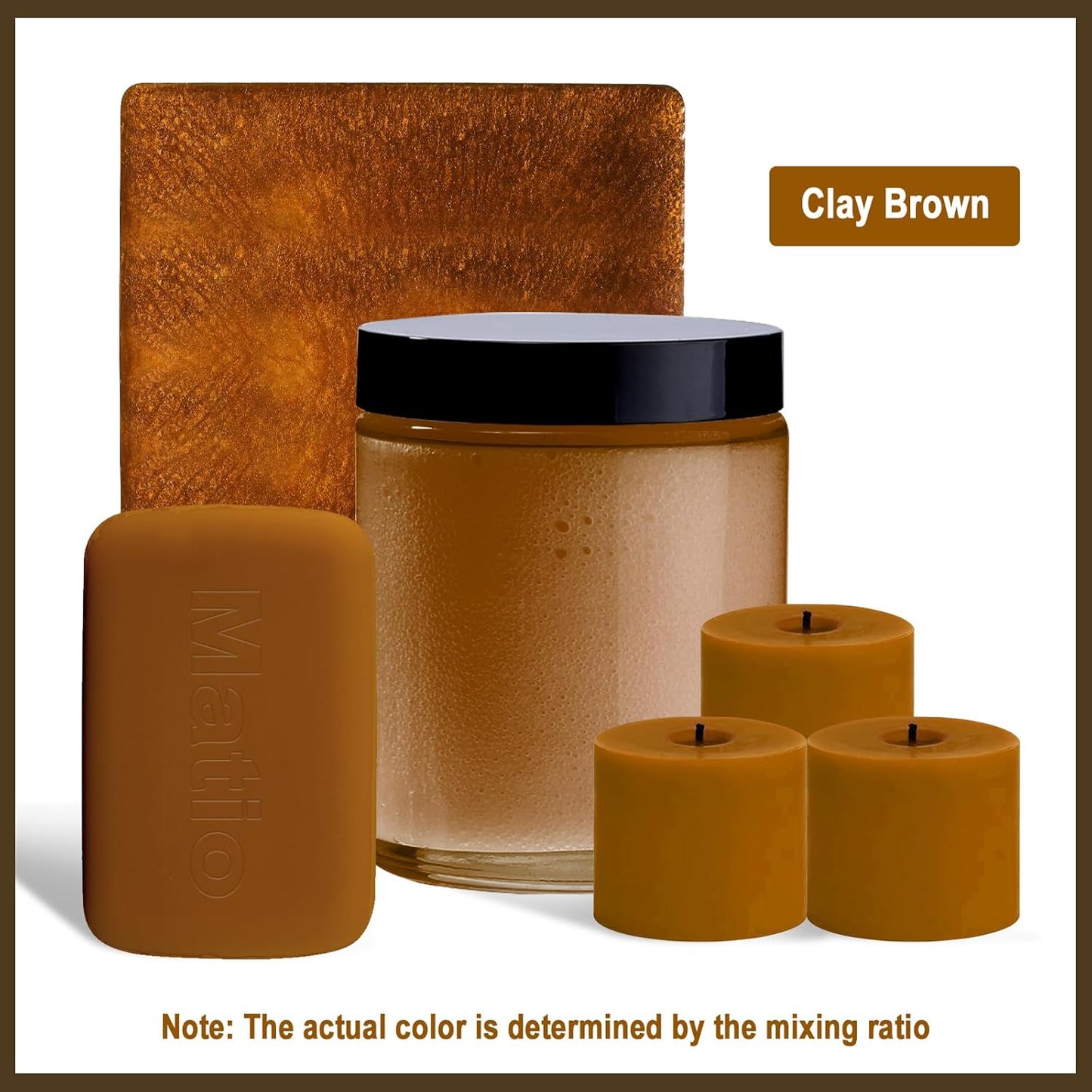 Matio Brown Mica Powder,0.7oz/20g Premium Mica Pigment Powder Natural Epoxy Resin Color Pigment for Soap Dye, Bath Bombs, DIY Arts Crafts Additive Acrylic,Woodworking,Car Freshie Supplies (Clay Brown)