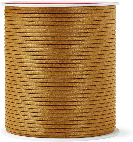 Mandala Crafts 2mm 109 Yards Dark Goldenrod Cotton Waxed Cord for Jewelry Making Bracelet Cord Waxed String - Beading String Thread Jewelry Cords for Necklaces String
