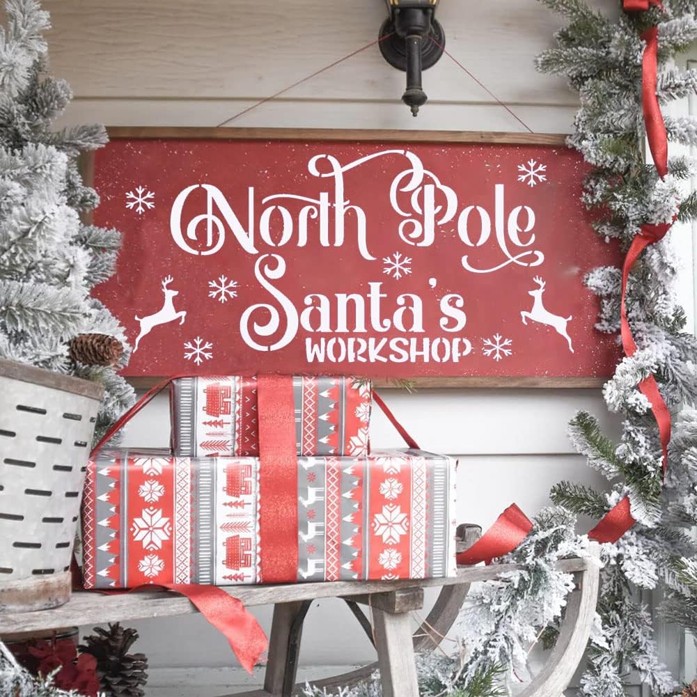 Christmas Stencils for Painting on Wood Porch Christmas Stencil Large Believe Xmas Holiday Stencils for Door Mats Window Glass Fabrics Crafts