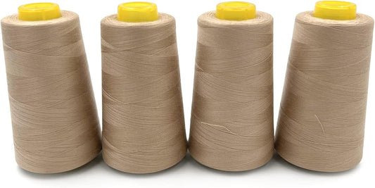 Tortoise 4 Cones of 3000 Yards Each Spool Thread for All Purpose, Serger, Overlock, Quilting, Sewing Machine - 100% Polyester, 40S/2 Dark Cream