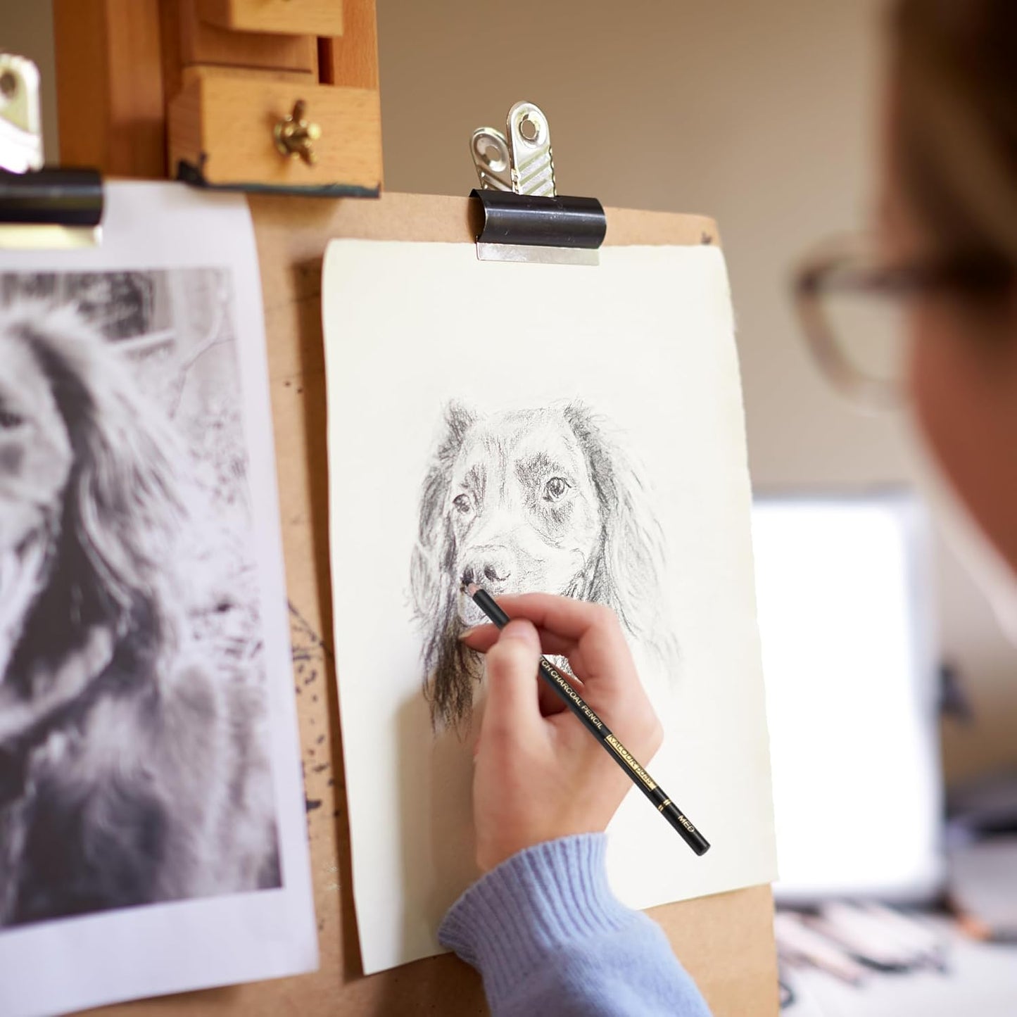 KALOUR Professional Charcoal Pencils Drawing Set -12 Pieces Soft, Medium and Hard Charcoal Pencils for Drawing, Sketching, Shading, Artist Pencils for Beginners & Artists