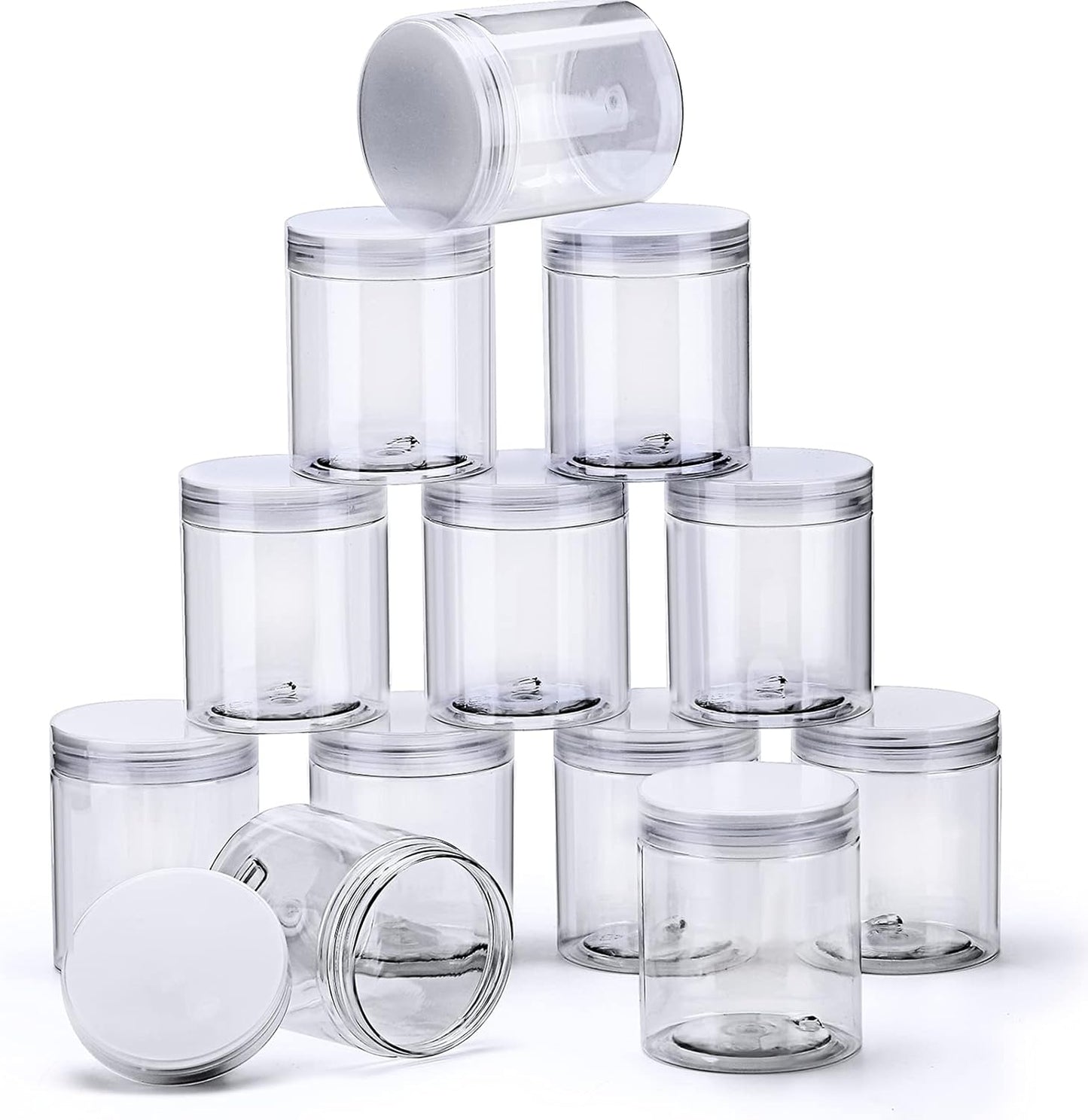 12 Pack Small Plastic Containers with Lids Clear Plastic Favor Storage Jars Wide Mouth for Beauty Products (5 Ounce, Clear)