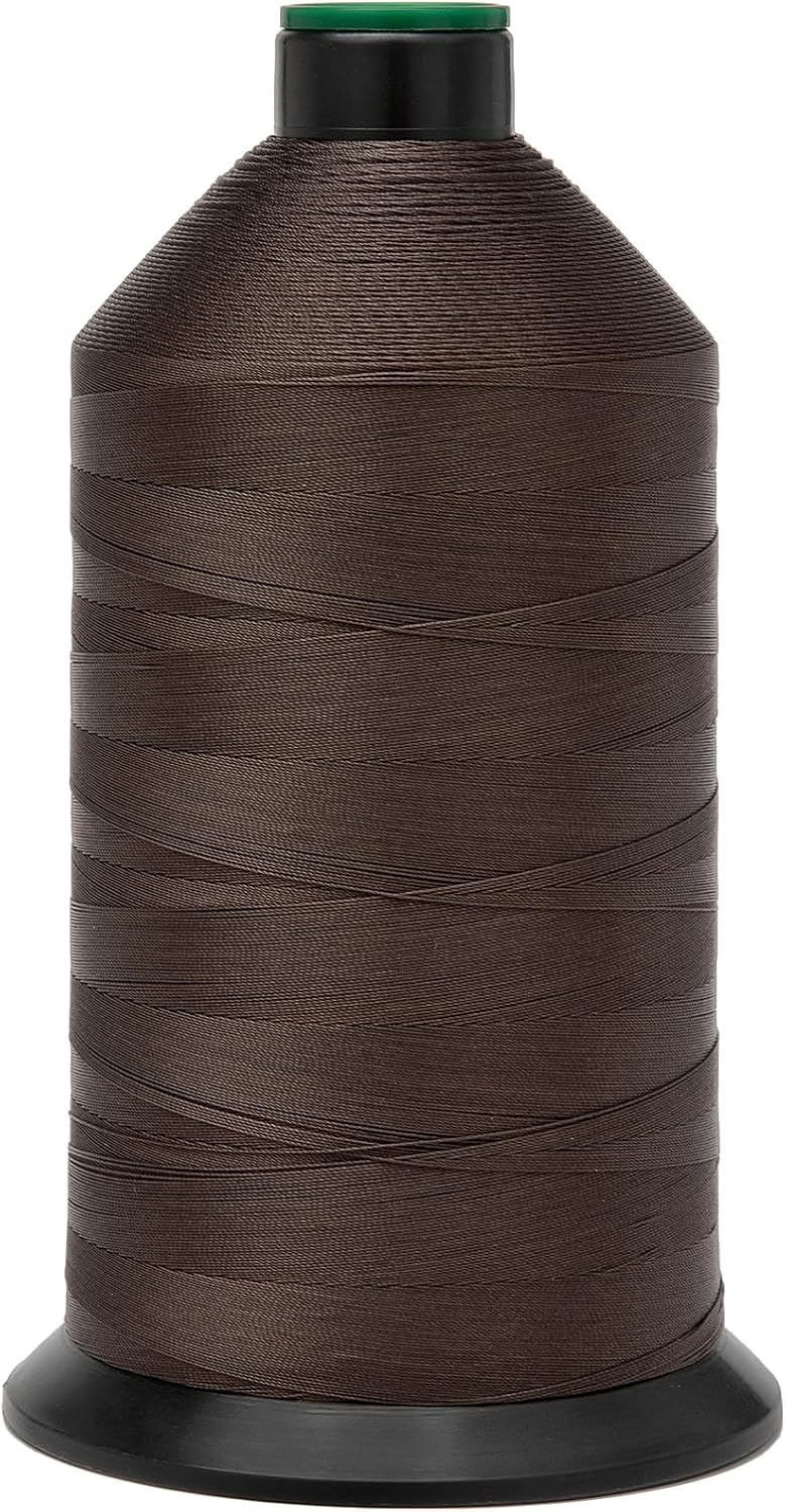 Extra Strong Bonded Nylon Thread #69 Tex70 – 16 OZ, 6000yds, Versatile Stitching Solution for Leather, Upholstery, Canvas Repair and More (Coffee)
