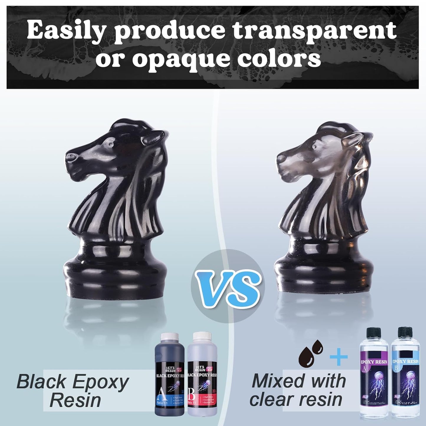 LET'S RESIN EPOXY RESIN Black Resin Epoxy,44OZ Bubble Free & High-Gloss Epoxy Kit,Self Leveling epoxy and Hardener for Art Crafts,Jewelry Making,Resin Molds