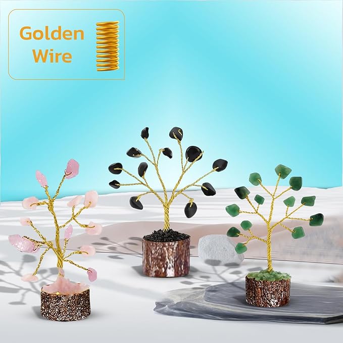 Crystal Tree Set of 12 Unique Birthday Gifts for Women, Sister, Mom, Home Office Decor, Shelf Desk Decoration for Positive Energy, Bring Good Luck, Money, Reiki Healing, Chakra Tree of Life Gift Sets