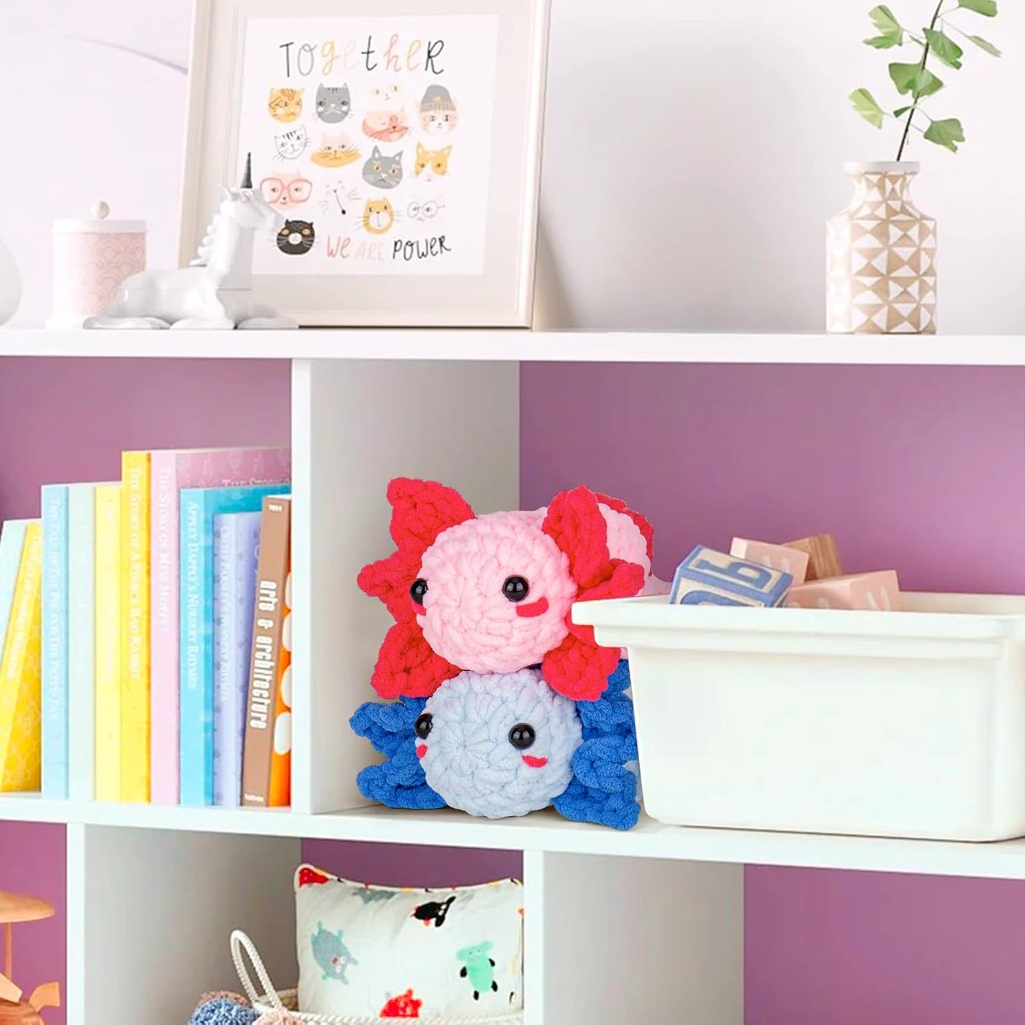 Crochetta Crochet Kit for Beginners, Crochet Starter Kit w Step-by-Step Video Tutorials, Beginner Crochet Kit for Adults Kids Women Men Complete Kit Included (2 Axolotls)