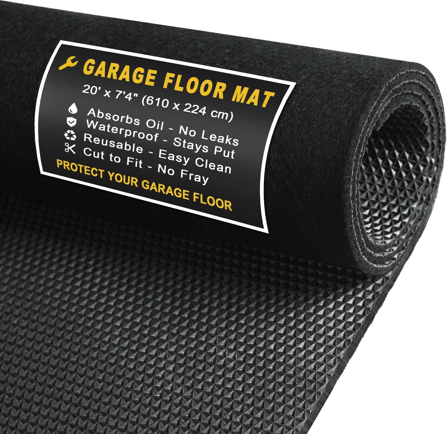 20' x 7'4" Garage Floor Mats - All-Weather Garage Floor Mats for Under Car, Absorbent Oil Spill Mat, Anti-Slip Garage Carpet, Reusable Garage Mats with Waterproof Backing, Garage Car Mat & Floor Mat