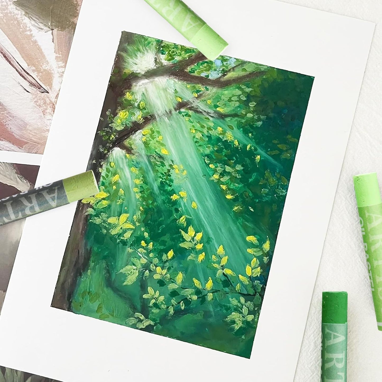 qianshan Soft Oil Pastels Set of 12 Colors,Non Toxic,Soft Texture Vibrant and Creamy Oil Crayons Pastels Art Supplies For Professional Artists Beginners Drawing.Skin&Green