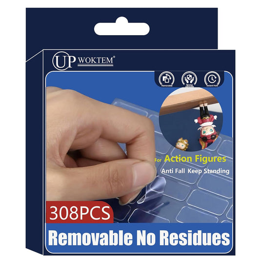 308pcs Clear Museum Gel Glue Dots, Removable Sticky Tack for Wall Hanging, 0.39"x0.78" Mounting Tape for Decor Art Craft Party