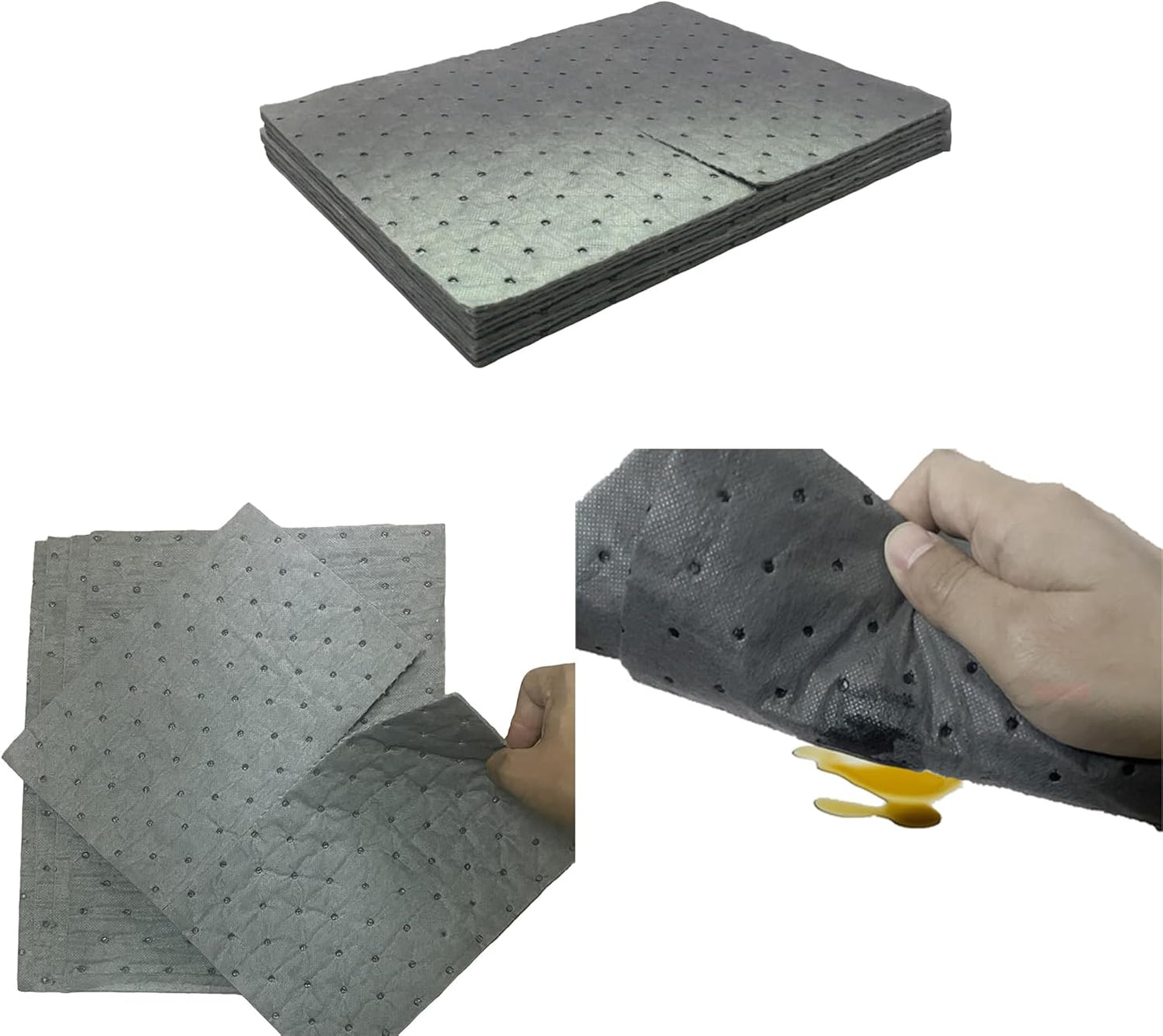 Oil Absorbent Pads | 13"x9.8" Garage Mats | Drip & Spill Universal Pads for Automotive - Absorbing Oil, Liquids, Antifreeze, Brake Fluid, Grease, Coolant | Concrete & Metal Protection,10-Pack
