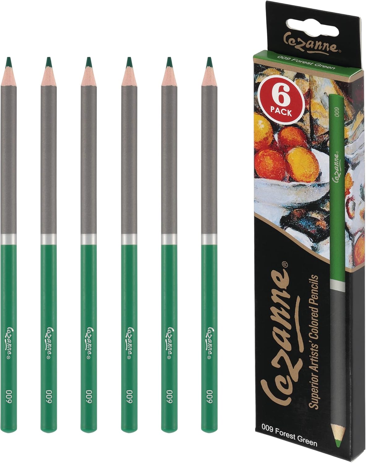 Creative Mark Cezanne Premium Colored Pencils Forest Green 6 Pack - Highly-Pigmented Drawing Pencils - Coloring Pencils for Drawing, Blending, Coloring, and More