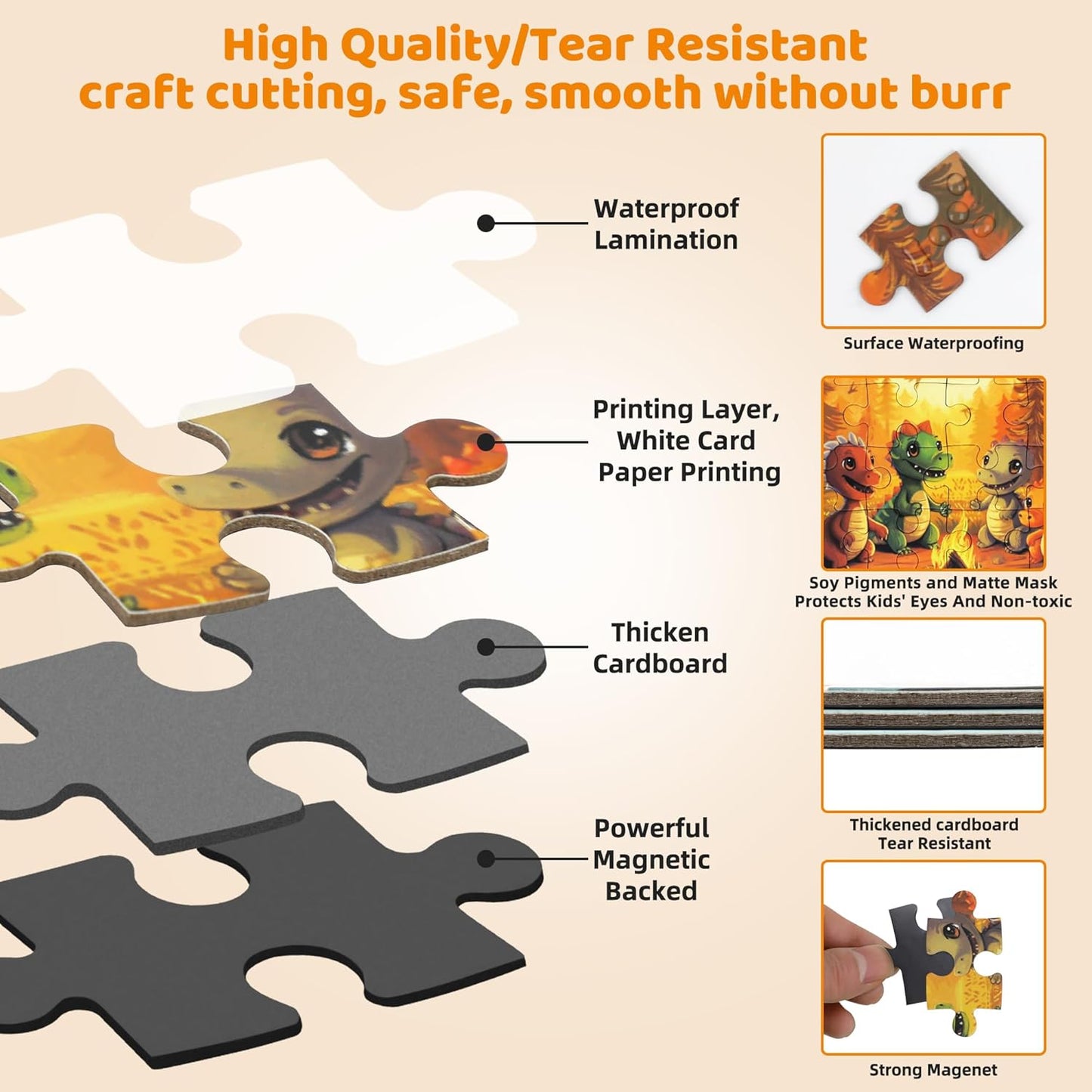 Magnetic Dinosaur Puzzles for Kids Ages 3-5 36PCS-3 Animal Themes Puzzles for Kids 4-6 Travel Puzzle for Airplane/Car/Road Trip/Gift Toys for 3-5 Year Old Girls and Boys