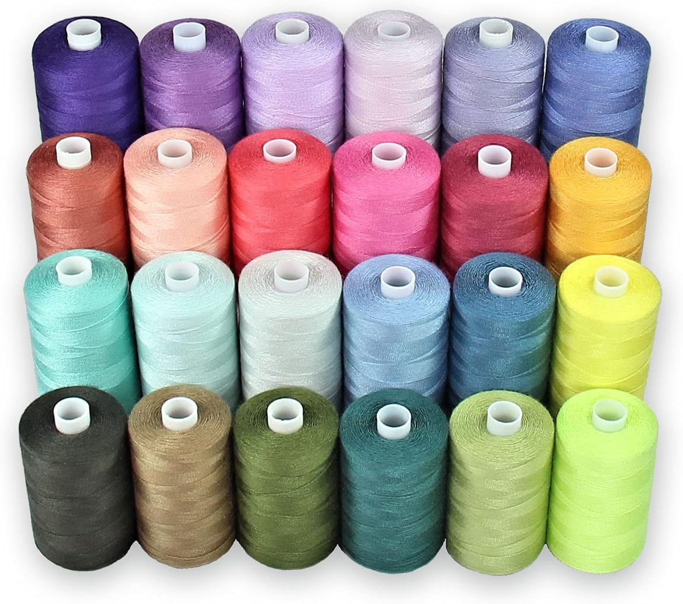BlesSew Sewing Thread - 24 Spools of Polyester Thread for Sewing Machine for Beginners, Hand Stitching & Quilting - 1000 yds per Spool in Light Colors
