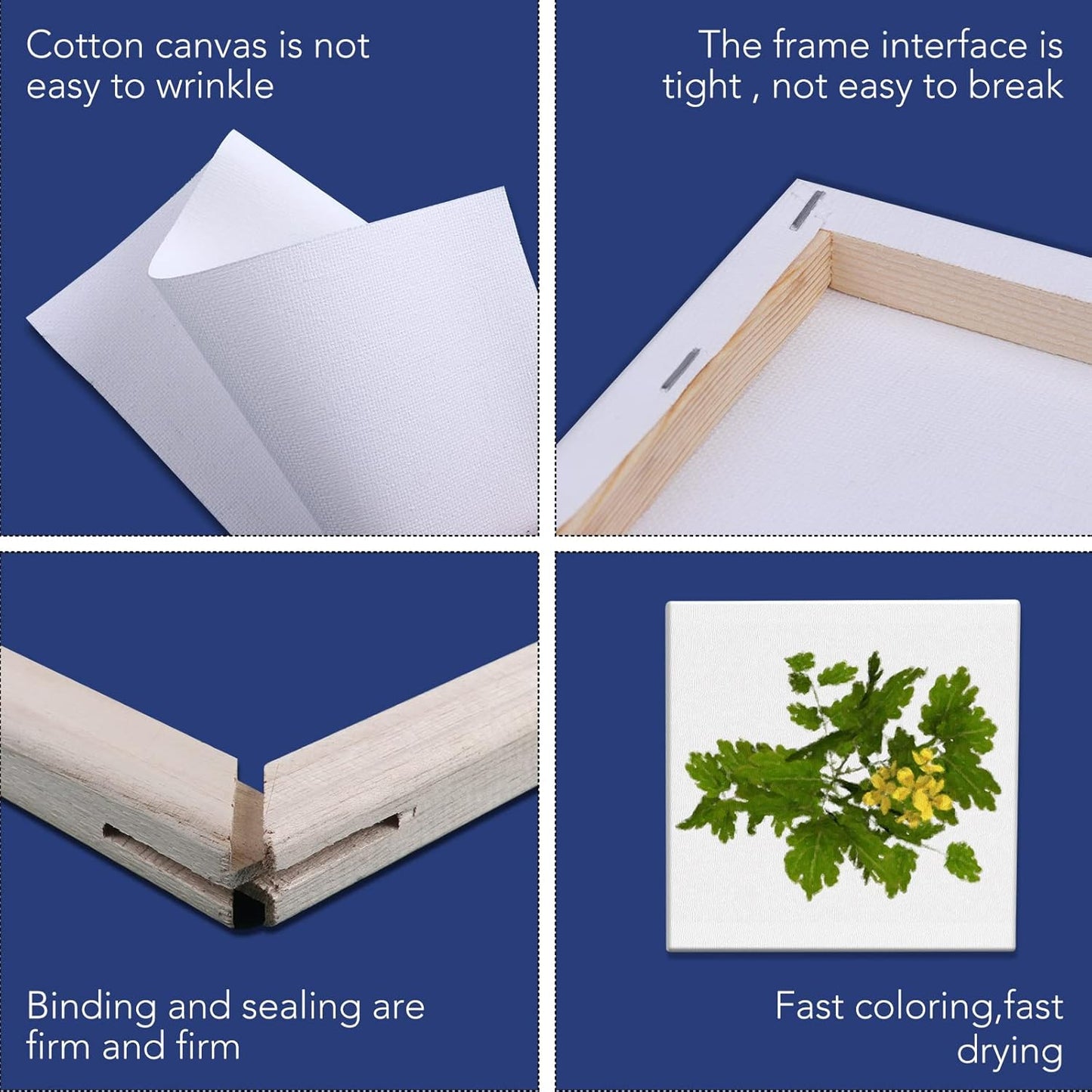 ESRICH Mini Stretched Canvas 12 Pack 4x4inch, 2/5''Profile Art Primed Canvases for Painting, 100% Cotton Small Professional Stretched Canvas for Kids and Art Supplies,for Acrylics,Oils&Other Painting.