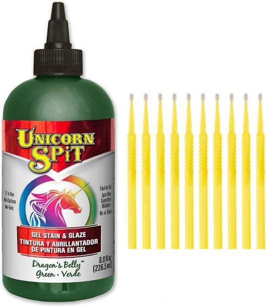 Unicorn SPiT Gel Stain and Glaze in One - Dragon's Belly 8 oz. Bottle Detail Sticks
