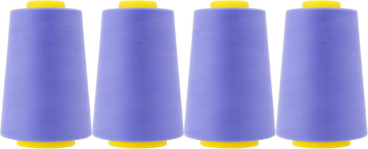 Mandala Crafts 4 Pack of Serger Threads Cones Spools - 40S/2 24000 Yards Polyester Periwinkle Threads for Sergers Machine and Overlock Quilting Sewing Machine