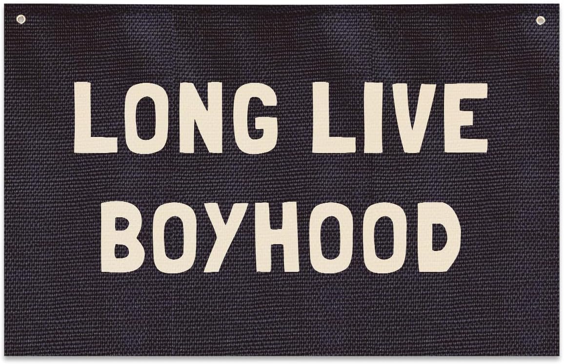 Long Live Boyhood Banner, Boys Room Decor, Canvas Banner Wall Hanging Flag Decor for Nursery Playroom Toddler Room