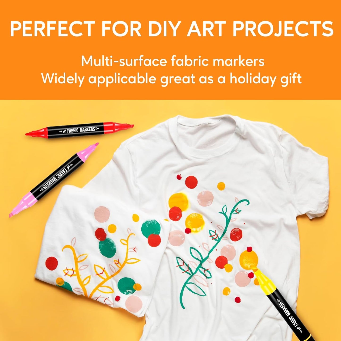 Fabric Markers Permanent for Clothes, 40 Colors Dual Tip with Fine and Chisel Tips Paint Pens for Clothing Canvas Tote Bags T-Shirt and Shoes, Non Toxic Ink for Kids and Adults