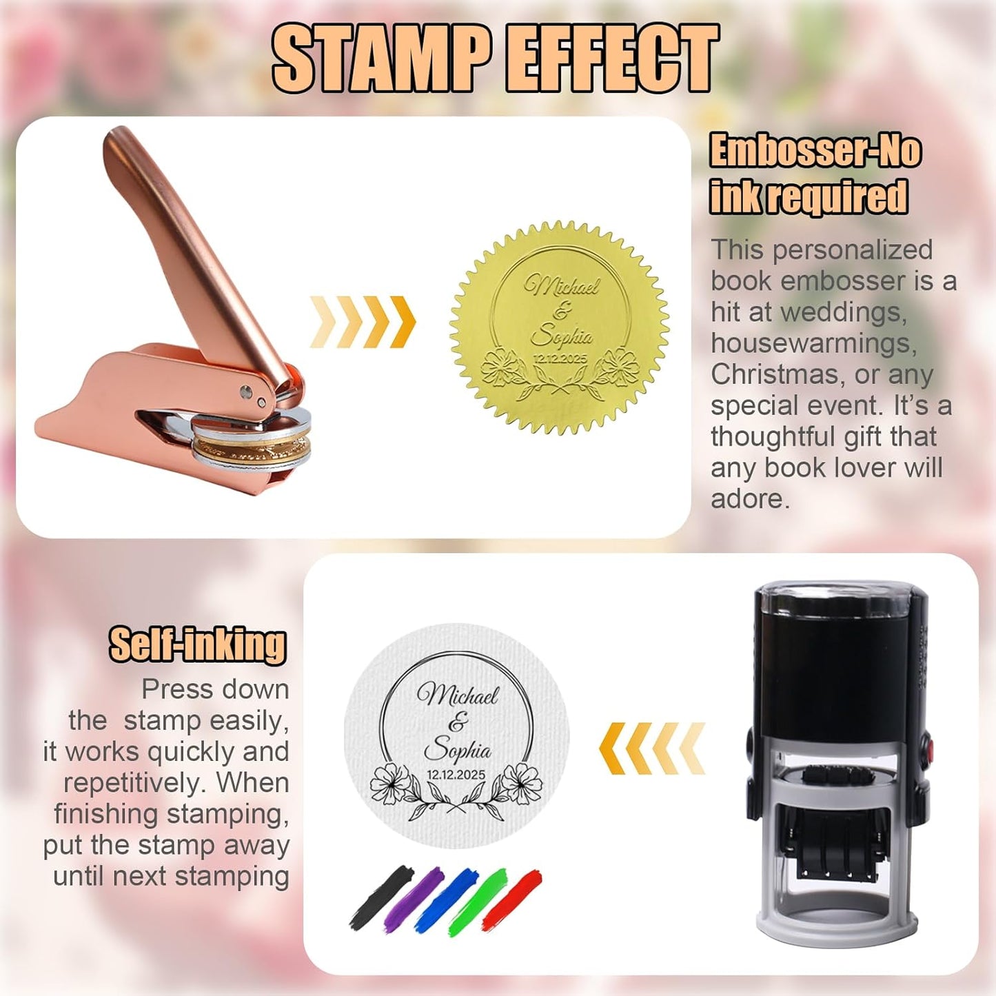 Personalized Book Embosser, Custom Embossing Machine with Metal Carving Molds for Book Lovers, Libraries, Wedding and Gifts