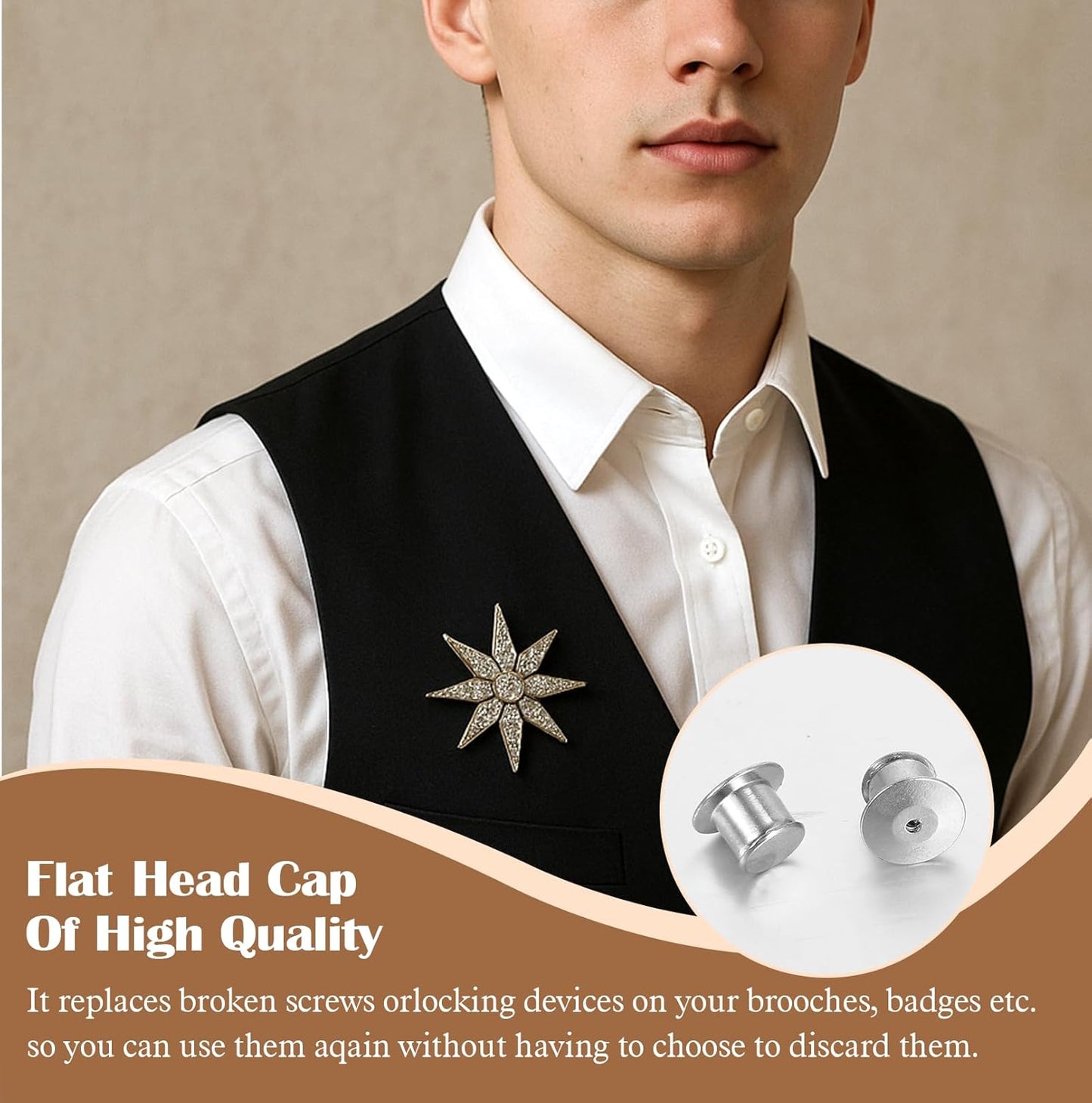 40pcs Locking Pin Back, Metal Locking Pin Backs for Enamel Pins, Pin Backs Locking Bulk, Silver