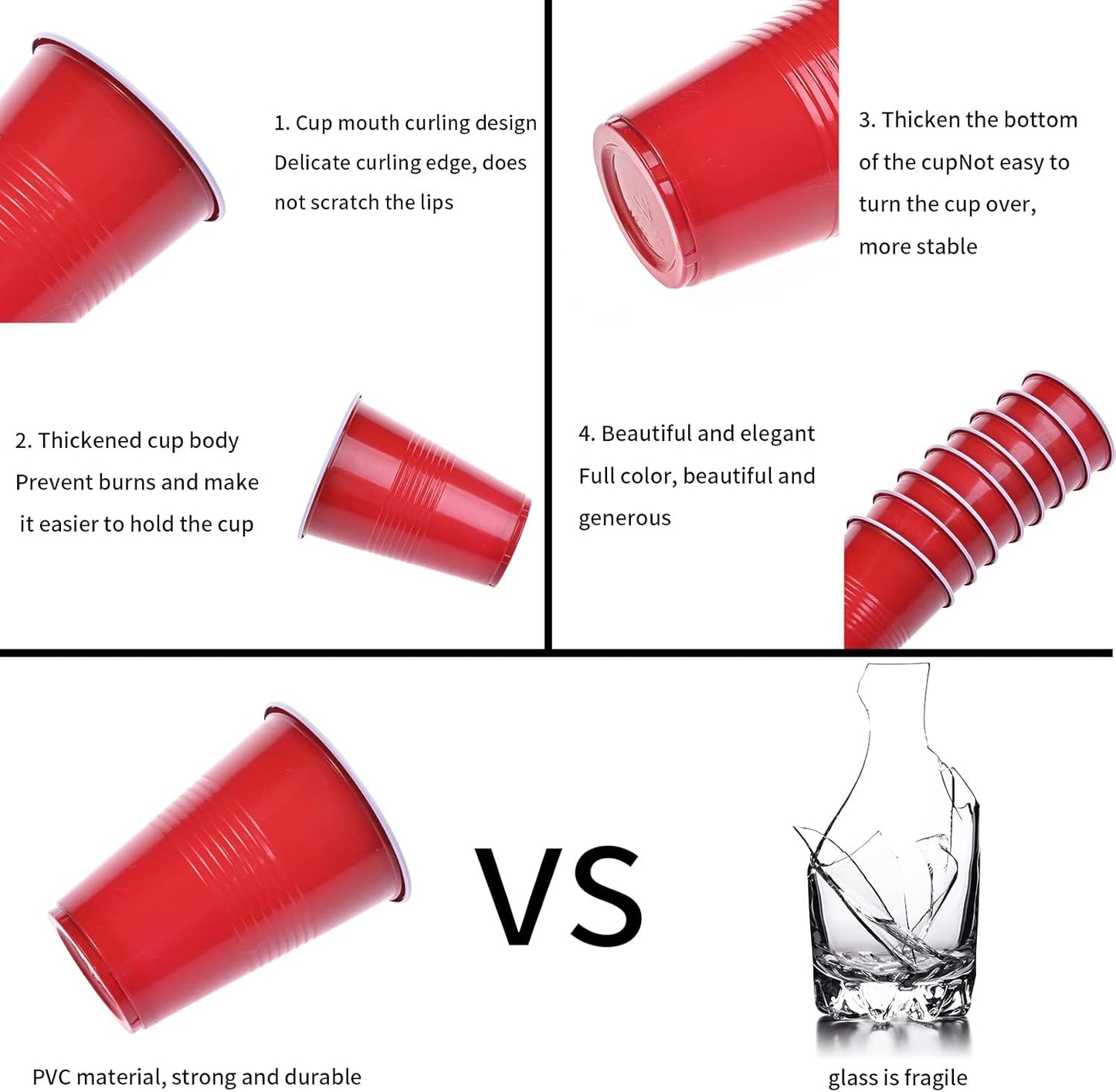 GOLDGE 60 Packs 16 Oz Plastic Party Cups Reusable in Red and Blue with 10 Pack ping Pong Balls, Cup Pong Game Set for Drinks, Soda, Punch, Barbecues, Picnics - Stock Your Home