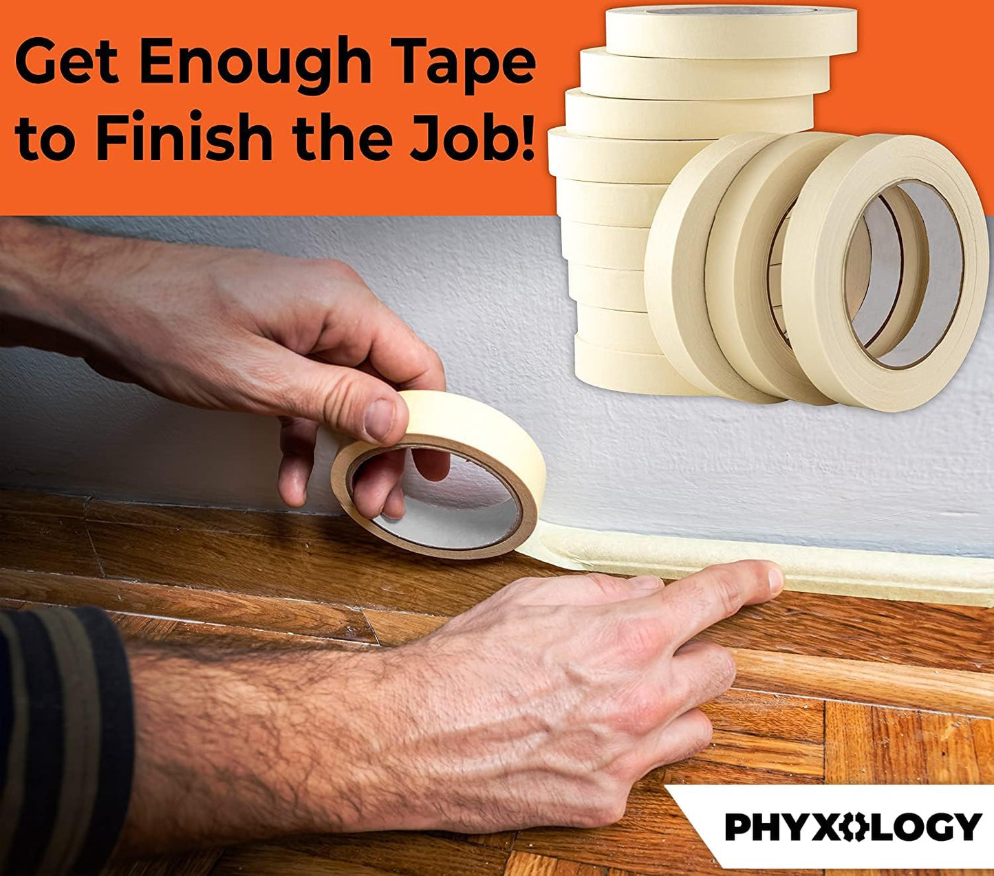 3/4 in Pro-Grade Masking Tape. 60 Yard 12 Pack = 720 Yards of Multi-Use, Easy Tear Tape. Great for Labeling, Painting, Packing and More. Adhesive Leaves No Residue.