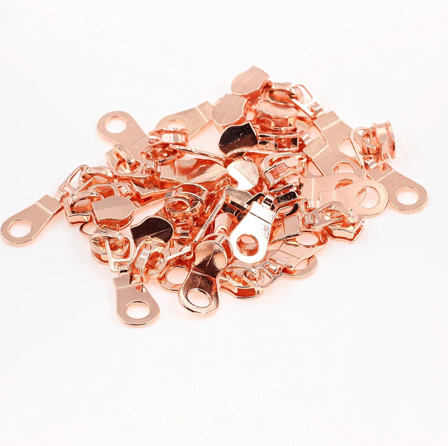 Leekayer #5 Rose Gold Metallic Nylon Coil Zippers by The Yard Bulk 10 Yards White Tape with 25pcs Rose Gold Sliders for DIY Sewing Tailor Craft Bag(White)