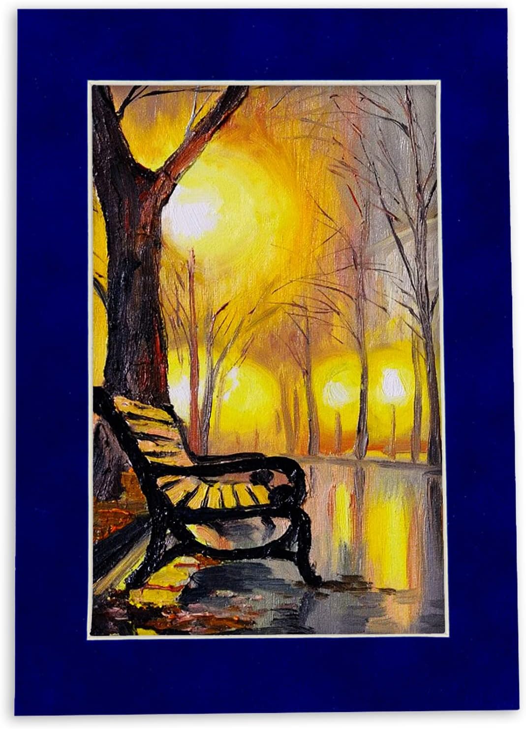 8.5x11 Mat Bevel Cut for 7x9 Photos - Acid Free Royal Blue Suede Precut Matboard - For Pictures, Photos, Framing - 4-ply Thickness