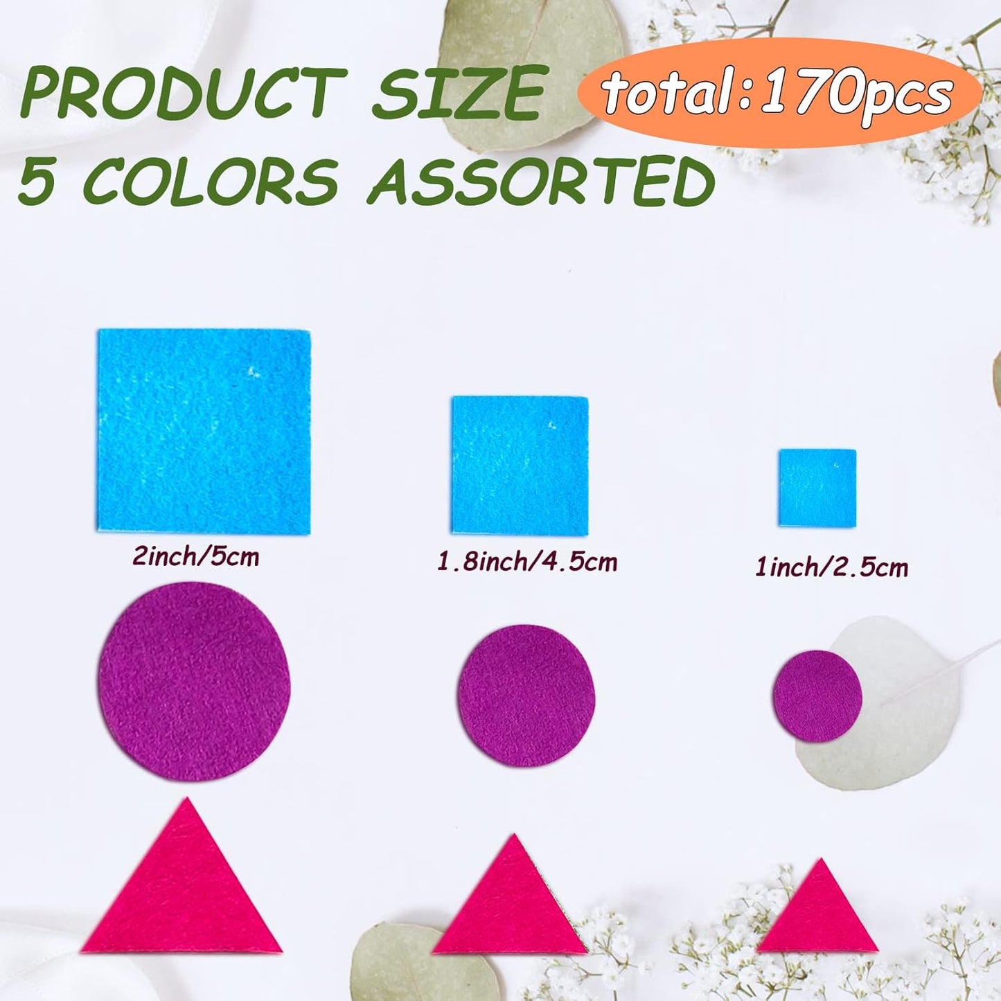 Jtnohx Geometric Stickers, Felt Stickers for Kids, Felt Geometric for Crafts, Craft Supplies for Scrapbooking 170pcs 1" to 2" Size