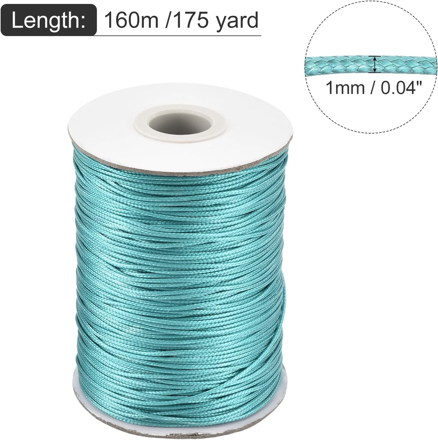 MECCANIXITY Waxed Cord 1mm Waxed Polyester Cord 175 Yard Wax String for Bracelet Making,Necklaces, Beading,Jewelry Making and DIY Crafts(Blue)