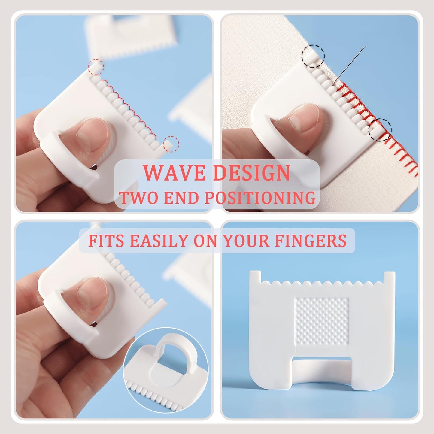 2 PCS Square 3mm Edge Lock Seam Guide, Mini Sewing Finger Ruler for Hand Sewing, DIY Sewing Kit Tool, Sewing Needle Gauge Measuring Guide, Square White