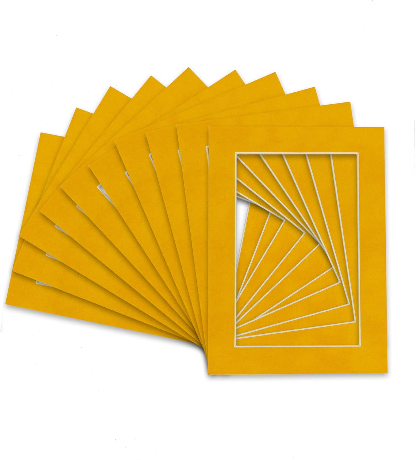 Pack of 25 Acid Free 11x14 Mats Bevel Cut for 8.5x11 Photos - Bright Yellow Precut Matboards For Pictures, Photos, Framing - 4-ply Thickness