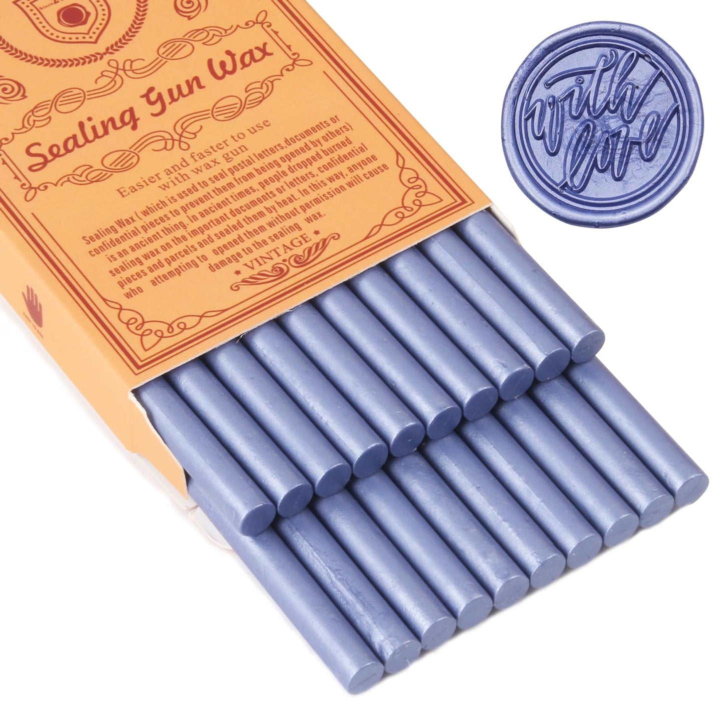 Zinc Blue Sealing Wax Sticks, WASOHLING 20Pcs Glue Gun Wax Seal Sticks for Wax Seal Stamp, Blue Wax Seals for Christmas Wedding Invitation Envelope Letter Seals, Craft Adhesive (Mini Size)