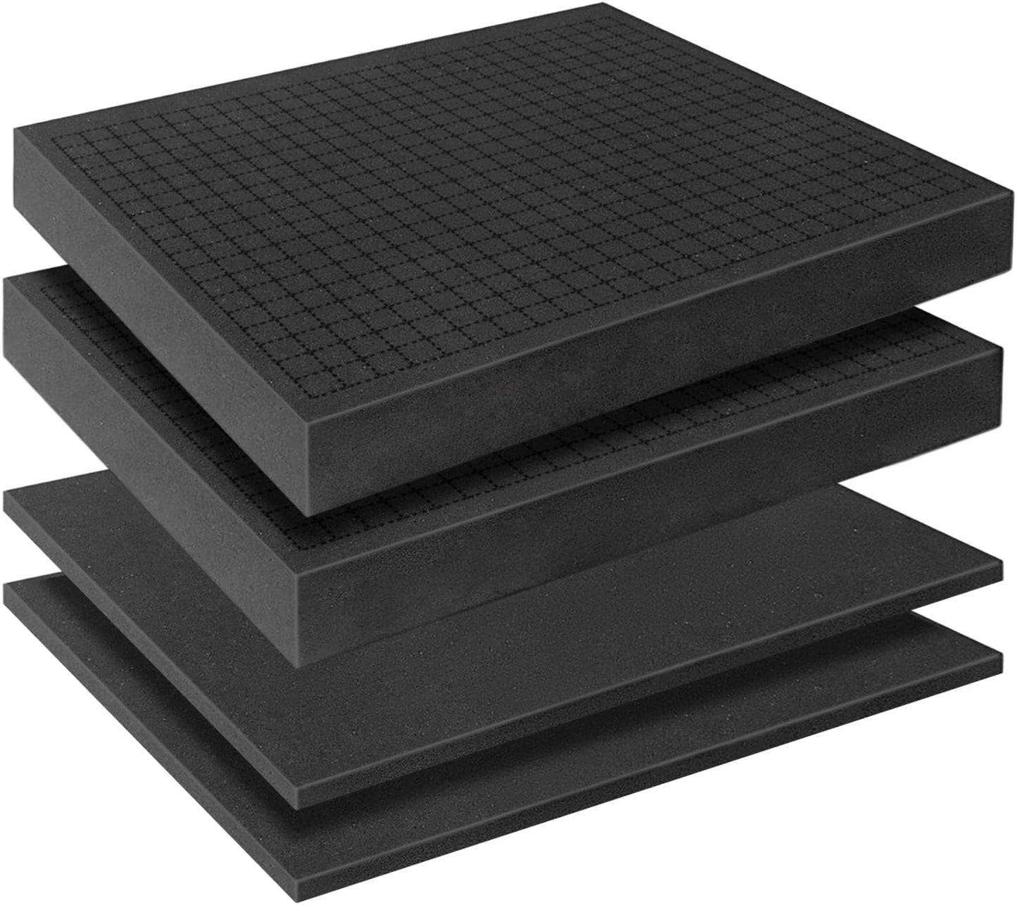 Pick and Pluck Foam Sheets, 2Pcs 16 x 12 x 2 Inch Pick Apart Foam Insert and 2Pcs 16 x 12 x 0.4 Inch Bottom Padding for Camera Storage, Crafts, Tool Box, Storage Drawer