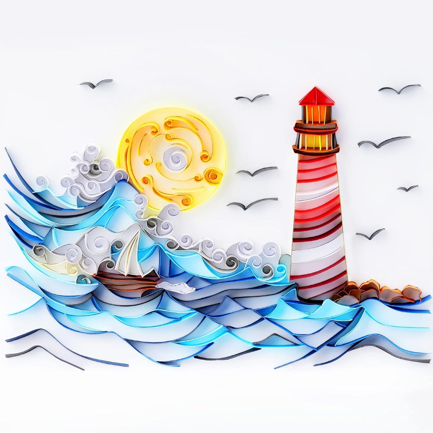 Uniquilling Quilling Kits Paper Quilling Kit for Adults Beginner, 8 * 10 in Paper Filigree Painting Kits, DIY Kits for Adults with Quilling Tools, Modern Wall Art for Living Room