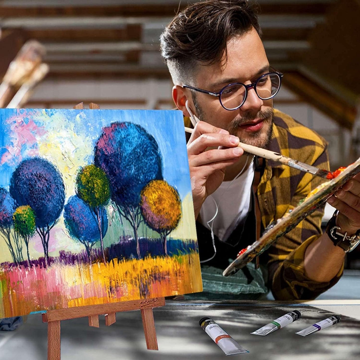 Artkey Canvases for Painting 8 x 10 Inch 10 - Pack, 5/8" Profile Stretched Canvas - 10 oz Primed, 100% Cotton White Blank Canvas - Art Paint Canvases for Acrylic Oil Paint