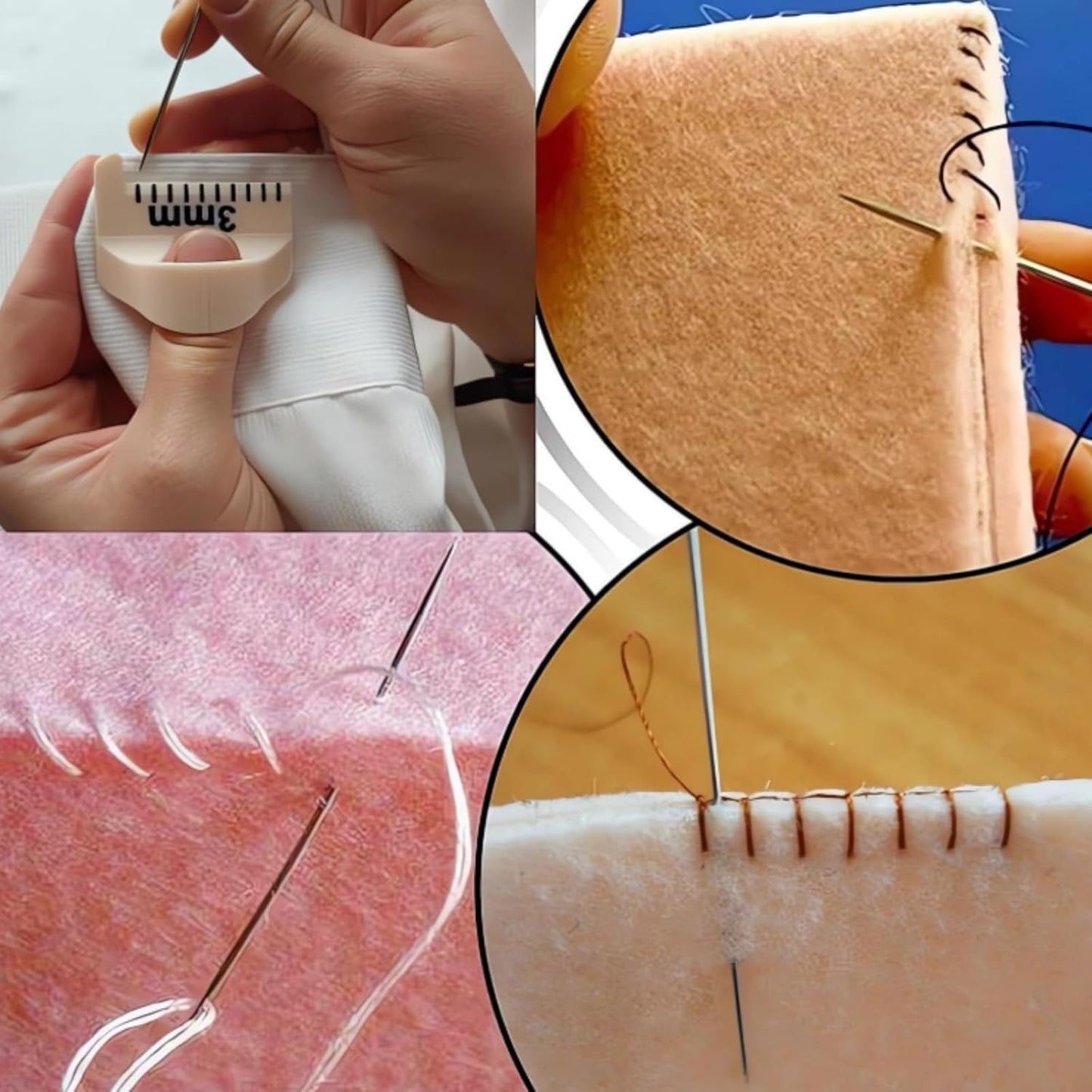 Sewing Finger Ruler for Even Stitches, Magnetic Seam Guide Sewing Kit Supplies Non-Slip Template Mini Measuring Gauge 4mm 3mm 2mm, Quilting Templates Precision Sewing DIY Handmade Sewing Tool (Pink)