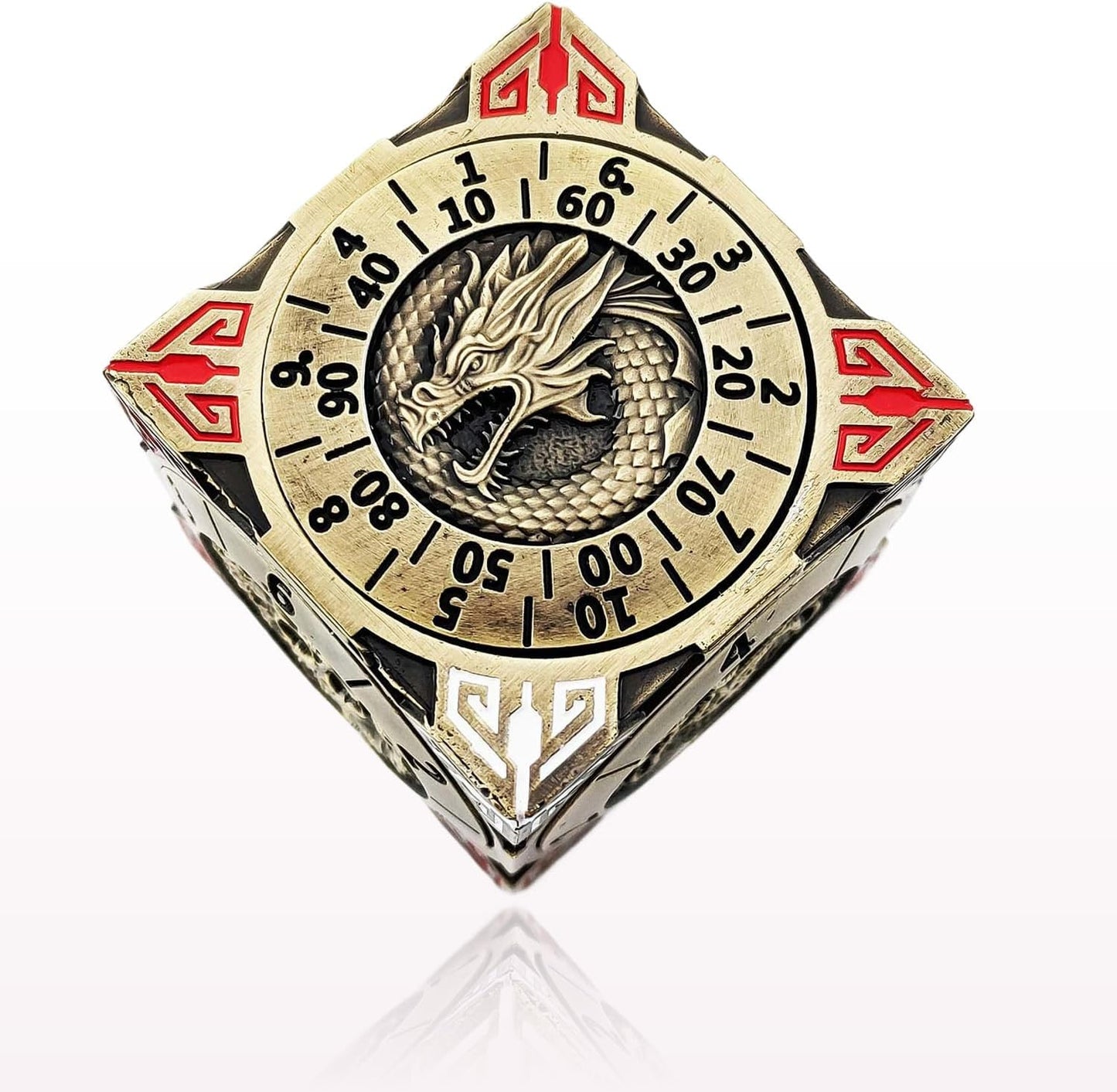 6 Sided Spinner DND Dice - Metal D4 D6 D8 D10 D10% D12 D20 All in One D&D Set - Cool Role Playing Gifts for Dungeons and Dragons TRPG MTG Games Lover Players Upgrade Ancient Bronze