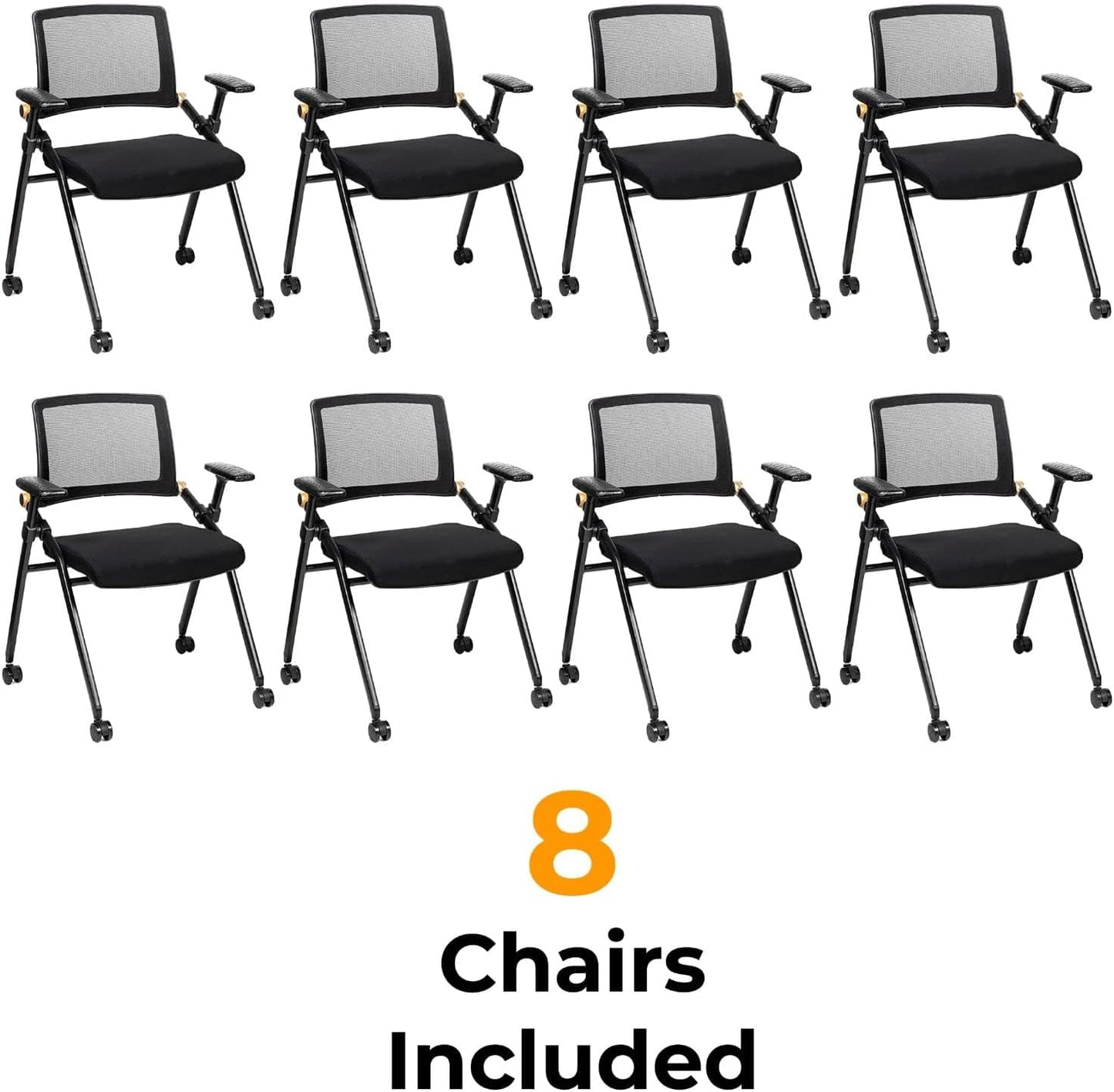 Triton Foldable Poker Table with 8 Chairs - Premium Soft-Padded Armrest, Individual Cup Holders, Portable Mat- Crafted with Durable Materials, Long-Lasting Poker Table for 8 Players