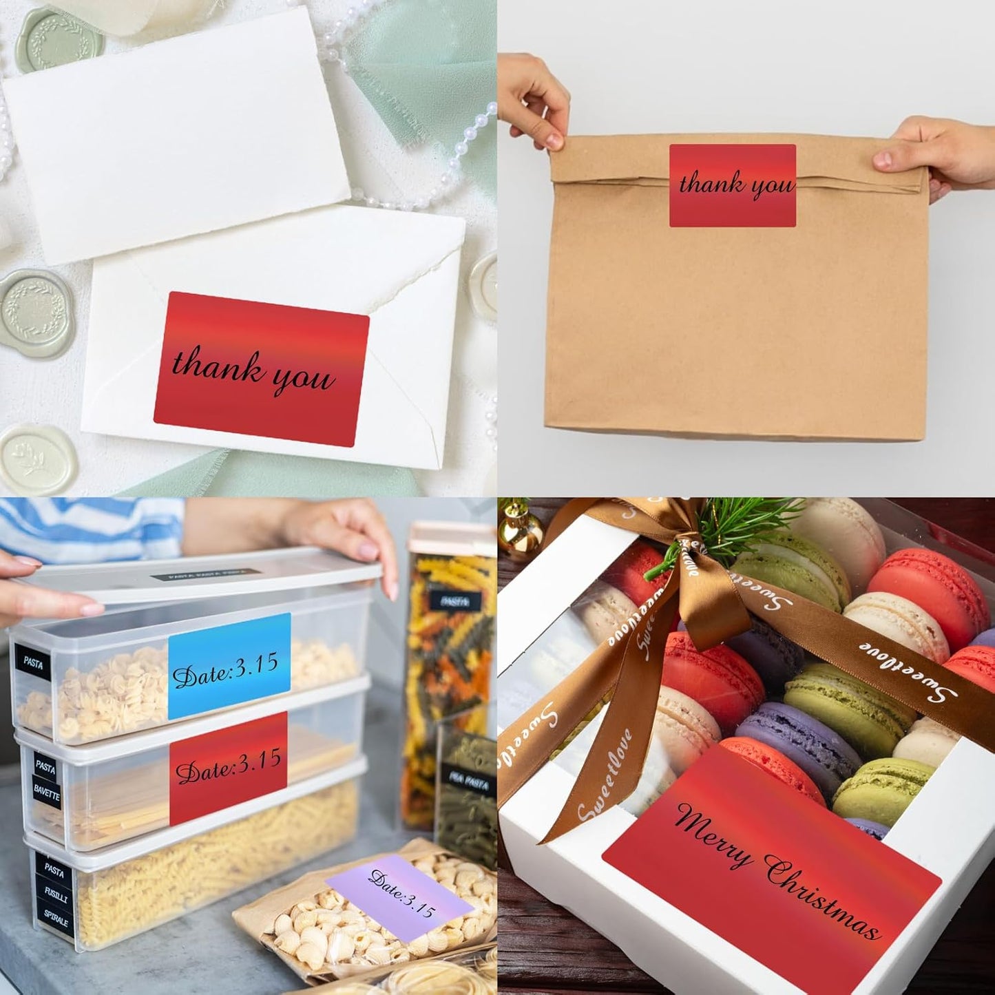 2" x 3" Holographic Thermal Label Stickers Red,Printable Rainbow Glitter Thermal Printer Sticker Labels for Gift Wrapping, Self-Adhesive Name Price Tag DIY Custom Logo Design (280 pcs)