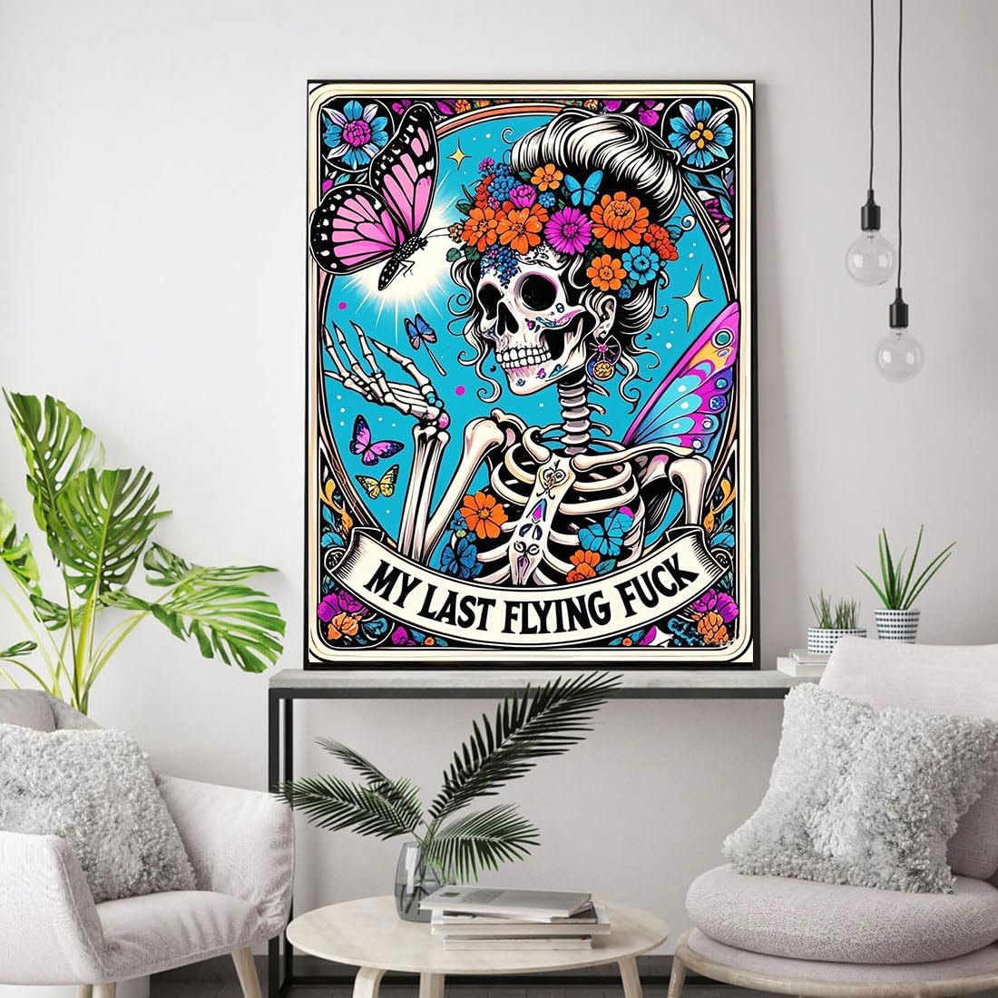 Skullhead Stamped Cross Stitch Kits - Flower Counted Cross Stitch Kits for Beginners Adults Needlepoint Cross-Stitch Patterns Butterfly Dimensions Needlecrafts Embroidery Kits Arts and Crafts