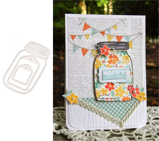 Metal Cutting Dies DIY Embossing Stencil Template Scrapbooking Card Making Mold Photo Album Arts Crafts Tools (Wishing bottle-8x5cm)