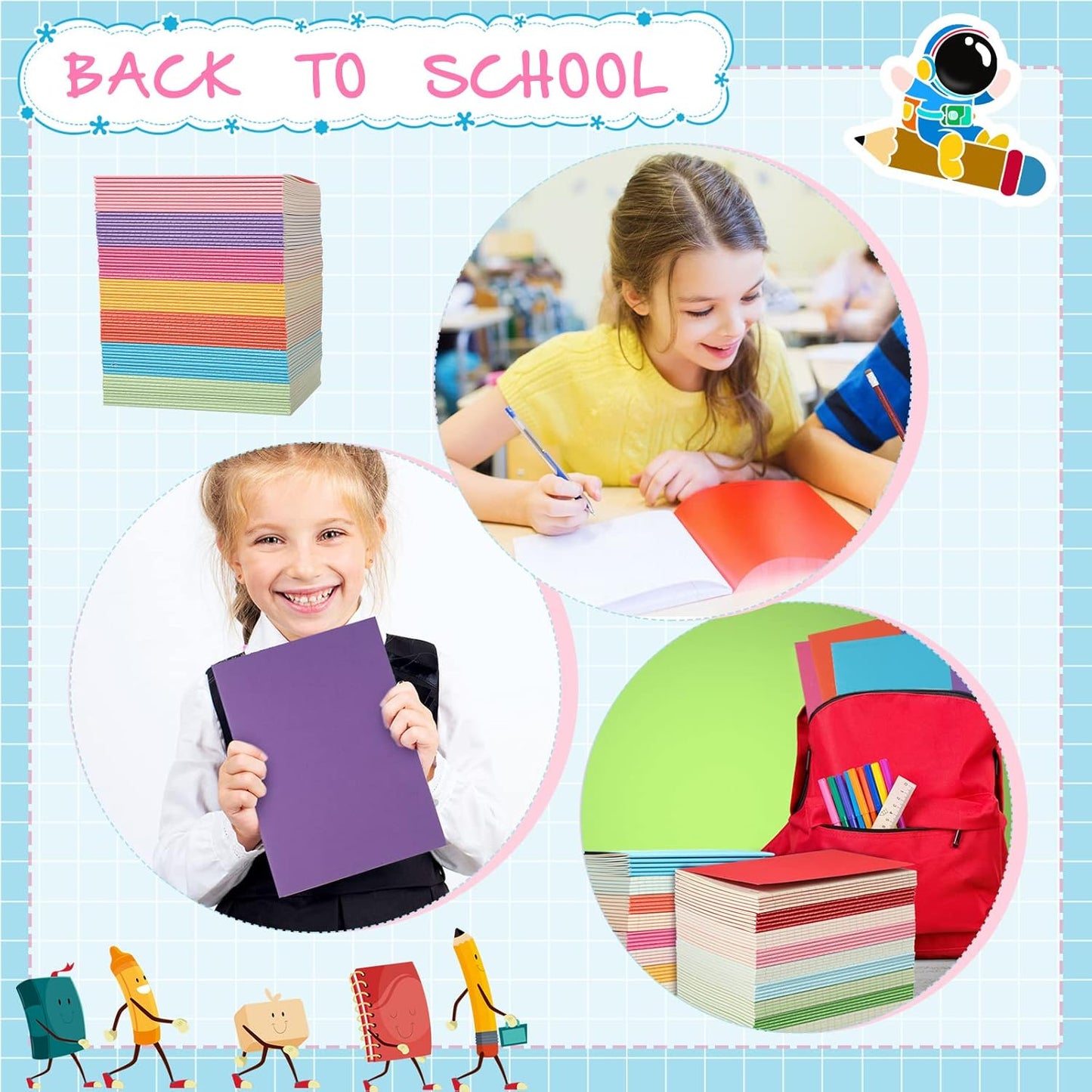 Handepo 100 Pack Composition Notebooks A5/A6 Ruled Lined Composition Kraft Notebooks Bulk Soft Cover Journals Travel Diary Memo for Students Classroom Office Supplies(A5,Fresh Color)