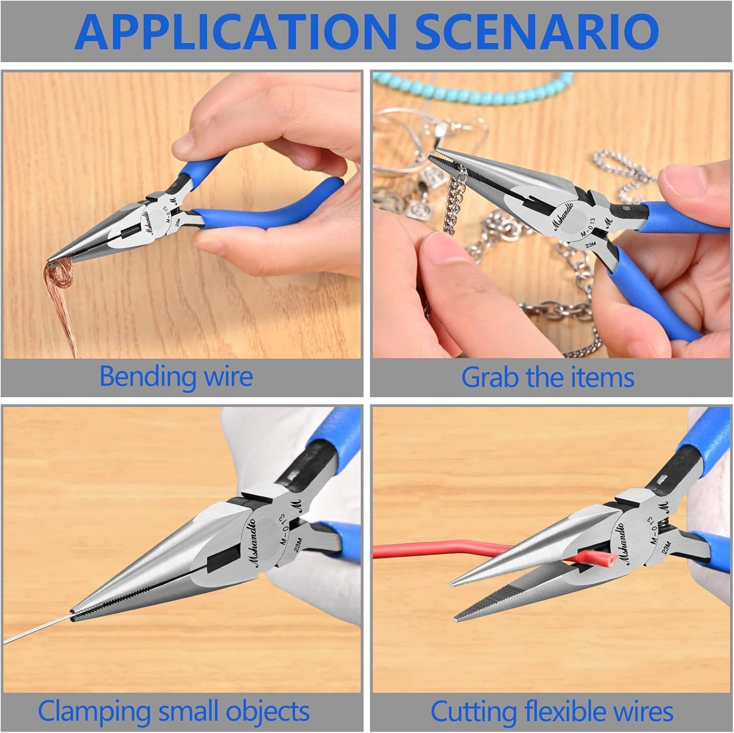 Needle Nose Pliers, mshandto Long Nose Pliers for Wire Bending, High Carbon Steel Needle Nose Plier, Serrated Jaw Pliers for Jewelry Making Electronics Repair Object Grasping Craft Making