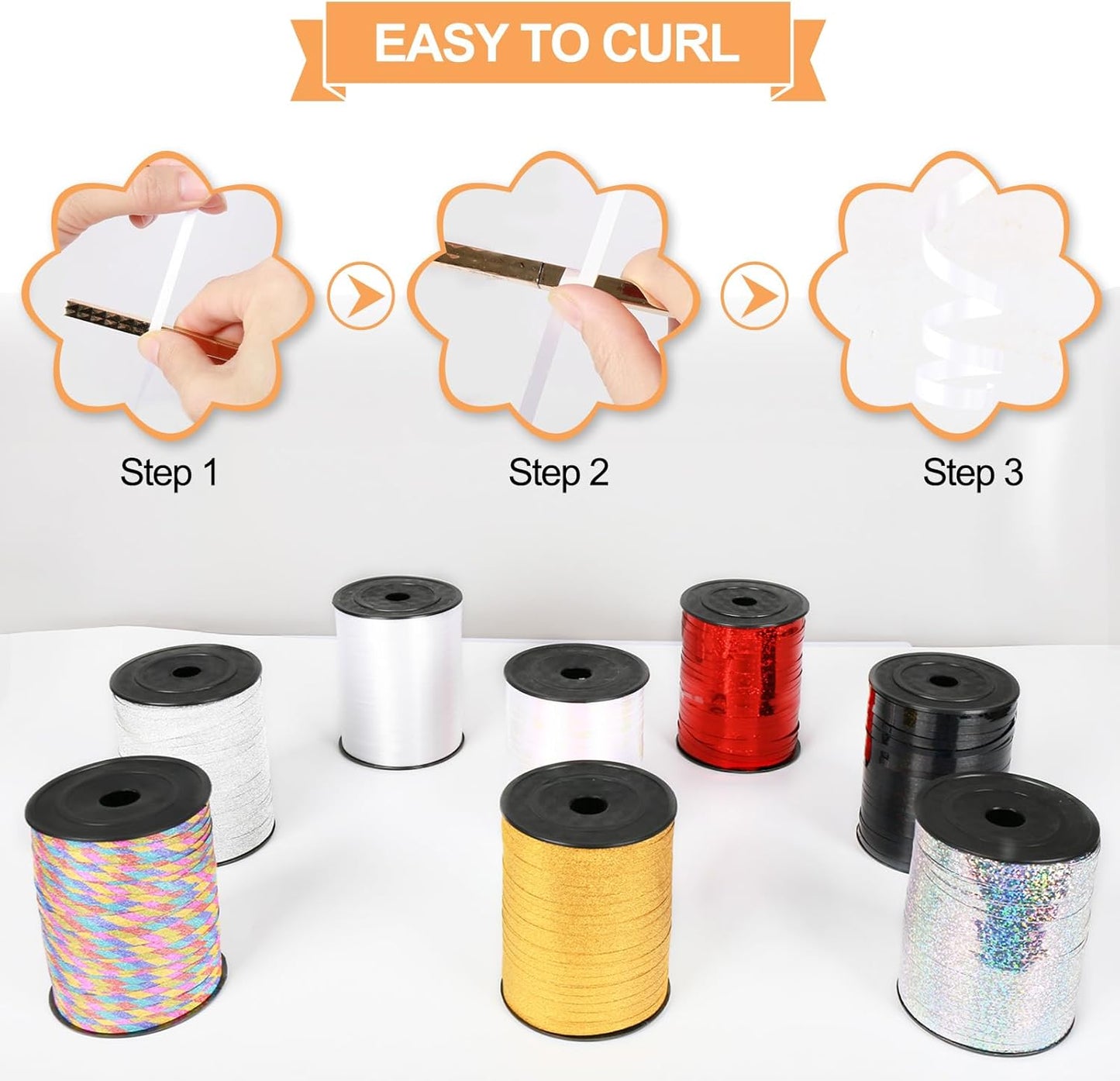 White Curling Ribbon, 500 Yard Christmas Curling Ribbons for Gift Wrapping, Balloon String for Balloons Curly Ribbon, Gift Bow Ribbons for Baby Shower, Florist Flower Party Decorations