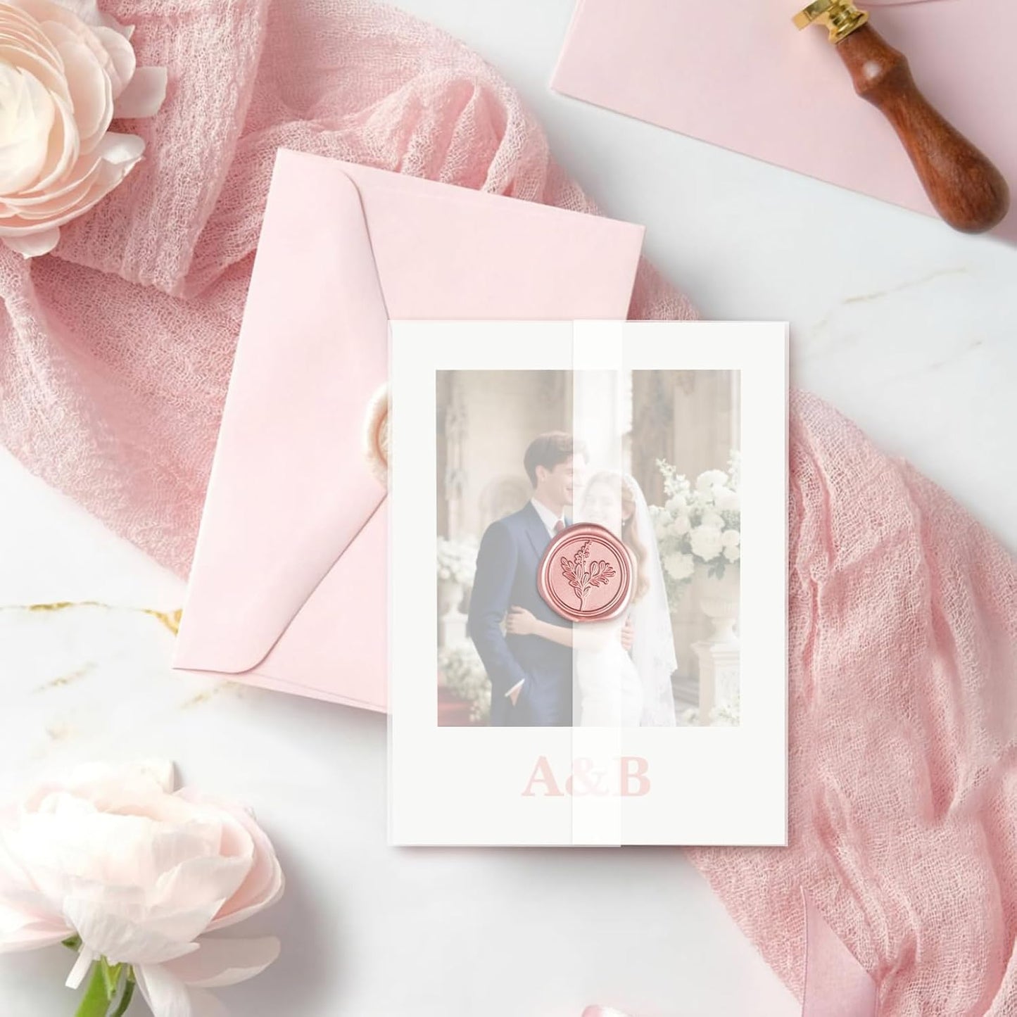 60 Pack Pre-Folded Vellum Jackets for 4x6 Invitations, Translucent Vellum Paper 4x6 Jackets, 100GSM Wedding Invitations Wraps, Envelope Liners for Birthdays, Baby Showers