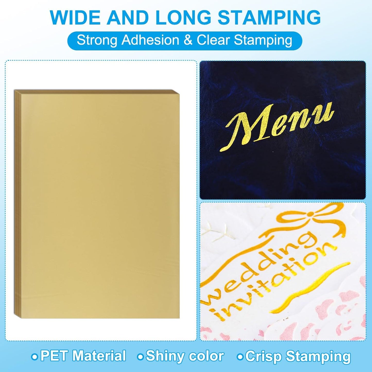 PATIKIL 11.7x8.3" Hot Stamping Foil Paper Sheet, 20 Sheets A4 Heat Transfer Hot Stamping Paper Foil for Leather DIY Logo Decor Craft Gift Package Scrapbook Card, Matt Gold