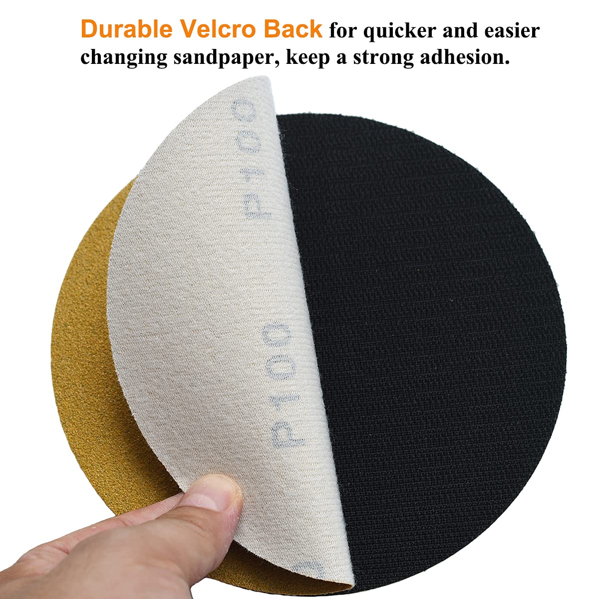 6-Inch No-Hole Hook and Loop Sanding Discs 100-Grit, Random Orbital Sandpaper for Automotive and Woodworking, 100-Pack